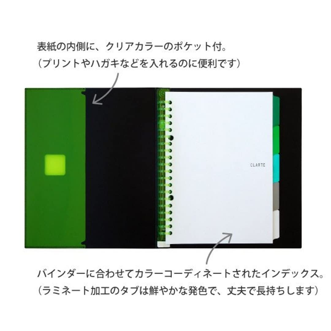 Loose Leaf Binder A5 20 Rings CLARTE Green and Loose Leaf A5 6mm ruled Value Set