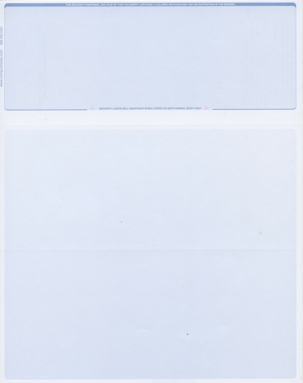 25 Blank Check Stock Paper – Check on Top – Steel Pinstripe