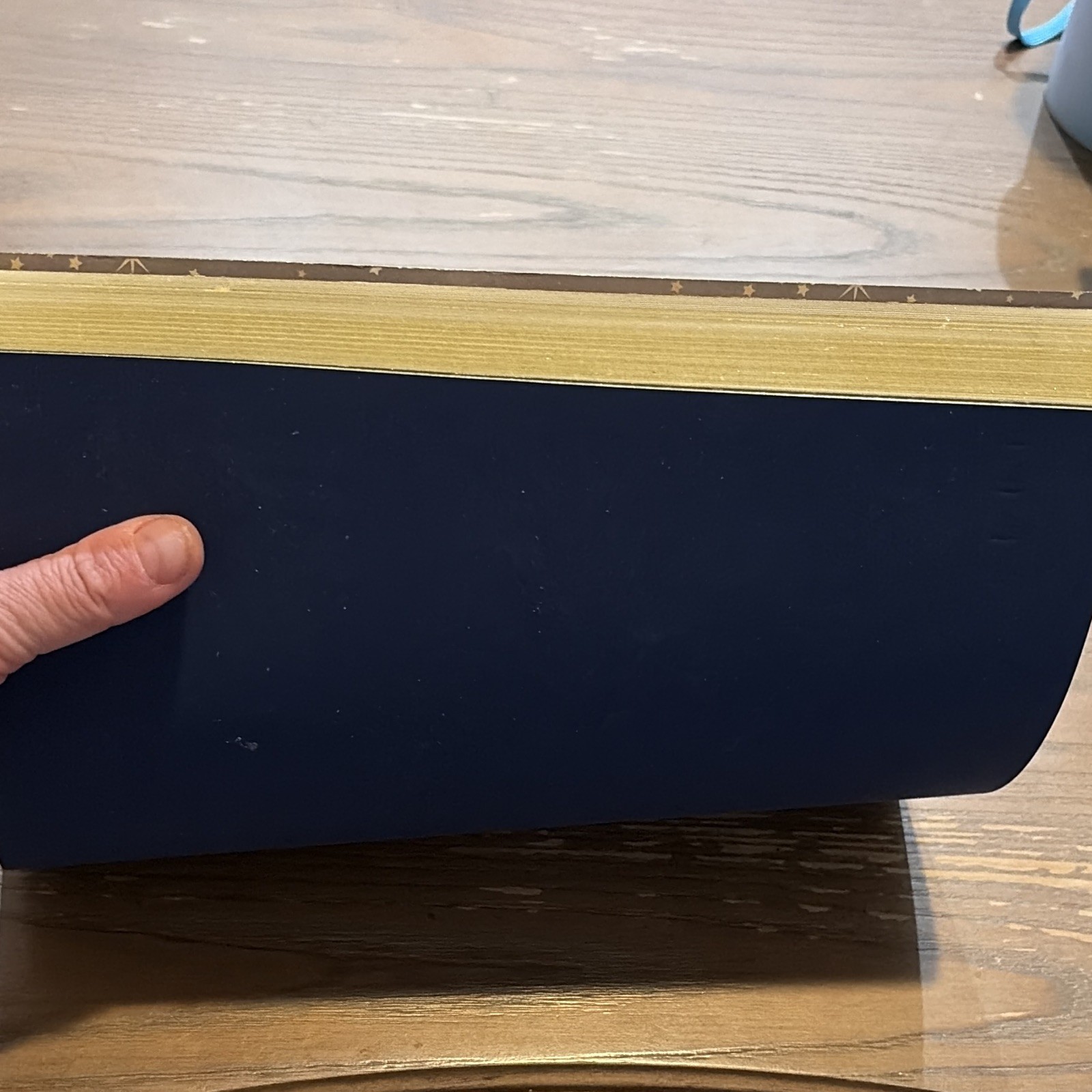 Blue & Gold Celestial Moon & Stars Lined Journal Notebook w/ Ribbon Bookmark