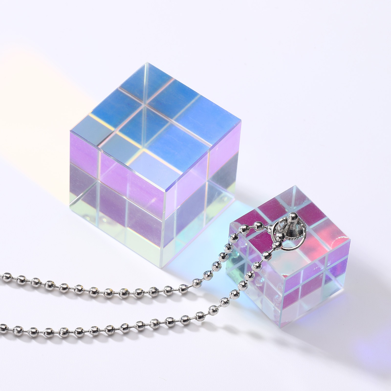 2 Pcs Cube Prism, 50mm K9 Crystal Prism Optical Glass X-Cube Glass Figurine
