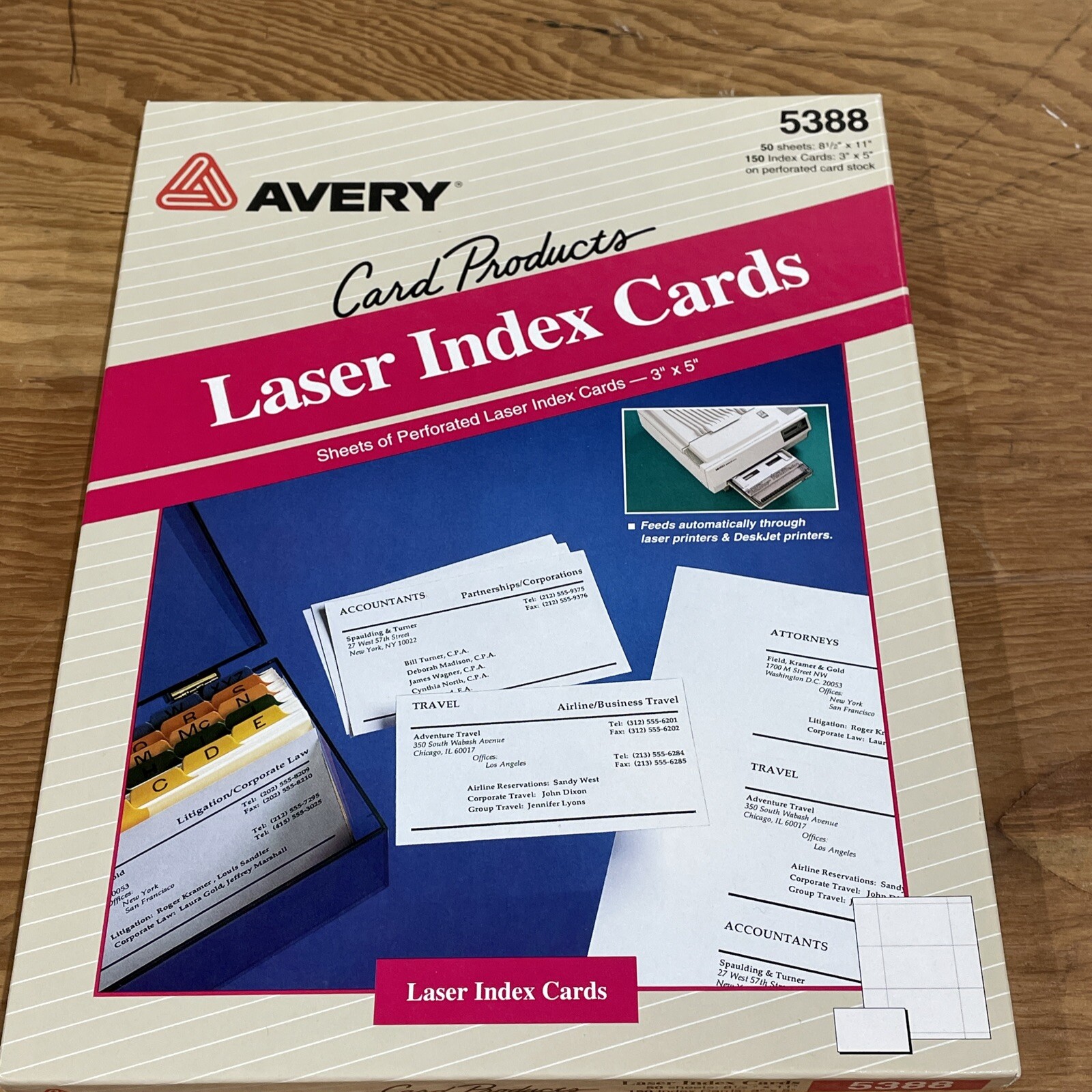 Avery White Index Cards For Laser Inkjet Printer 150- 3 x 5 Perforated 5388 New