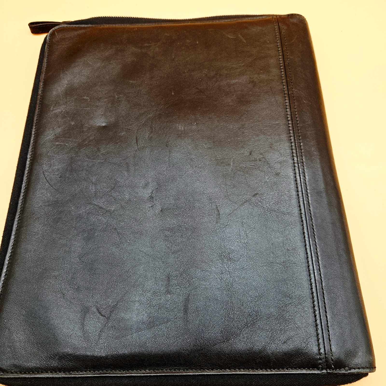Coach Portfolio Black Leather Zip Around Document Organizer 10.5″x13″ Unisex VTG