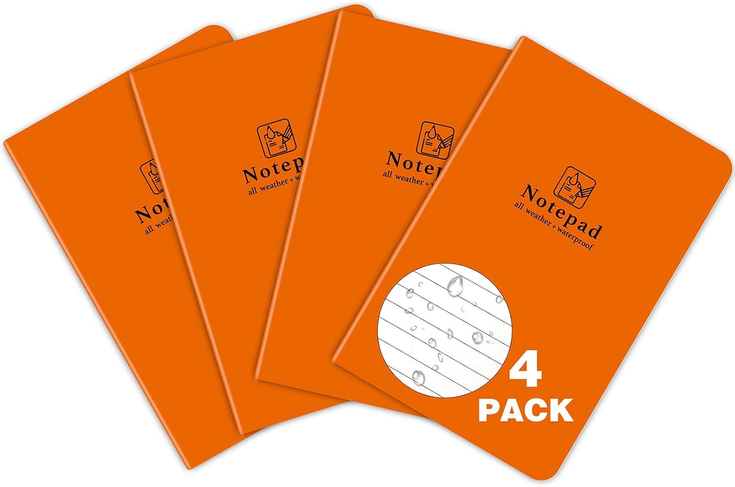 4 Pack All Weather Notepad 5.3X3.6 Inch Waterproof Tearproof Notebook Pocket Siz