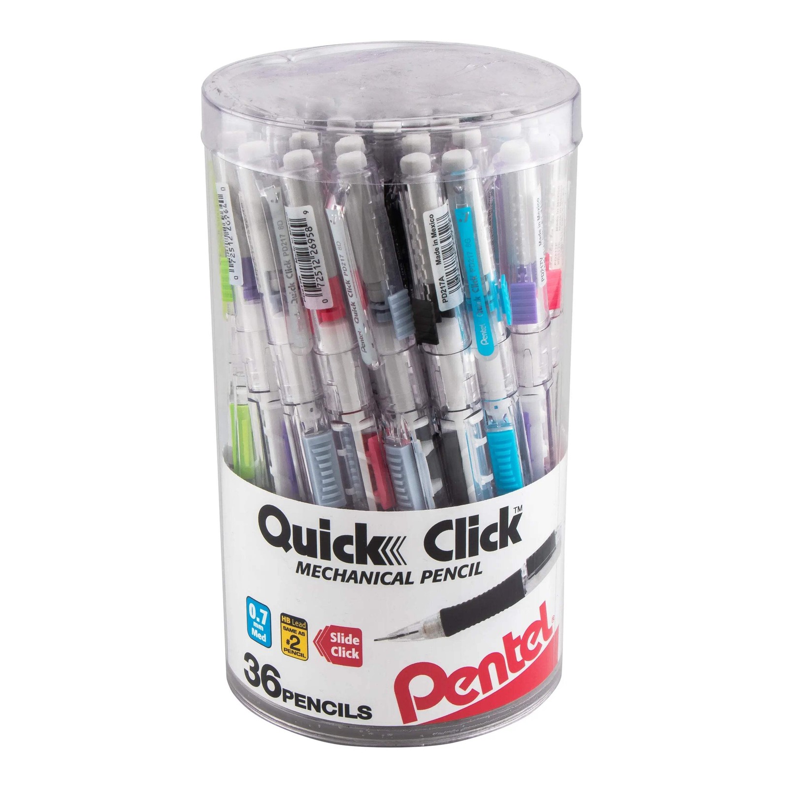 Quick Click Mechanical Pencil, (0.7mm) Med line, Canister, Assorted Colors (A/D/
