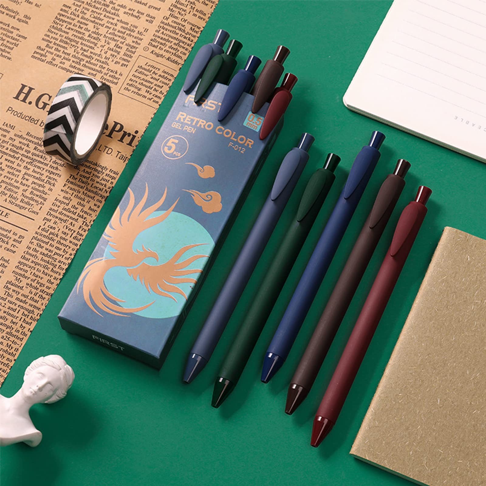 Retractable Colored Gel Pens 0.5MM Fine Point, 10 Vintage Assorted Color Ink Pen