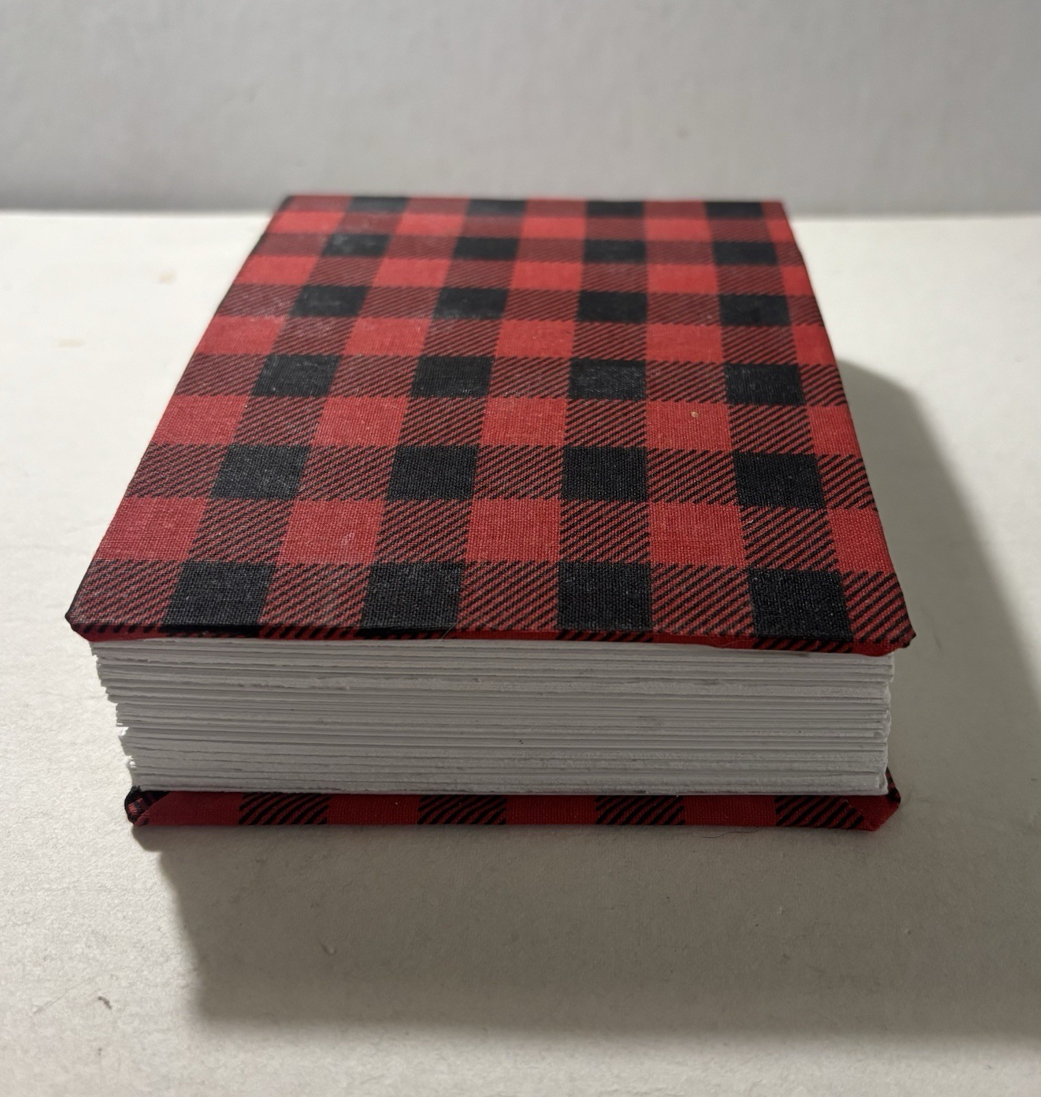Handmade (fabric) Black Red Checker Blank Sketchbook Journal 4.5 in. x 6in