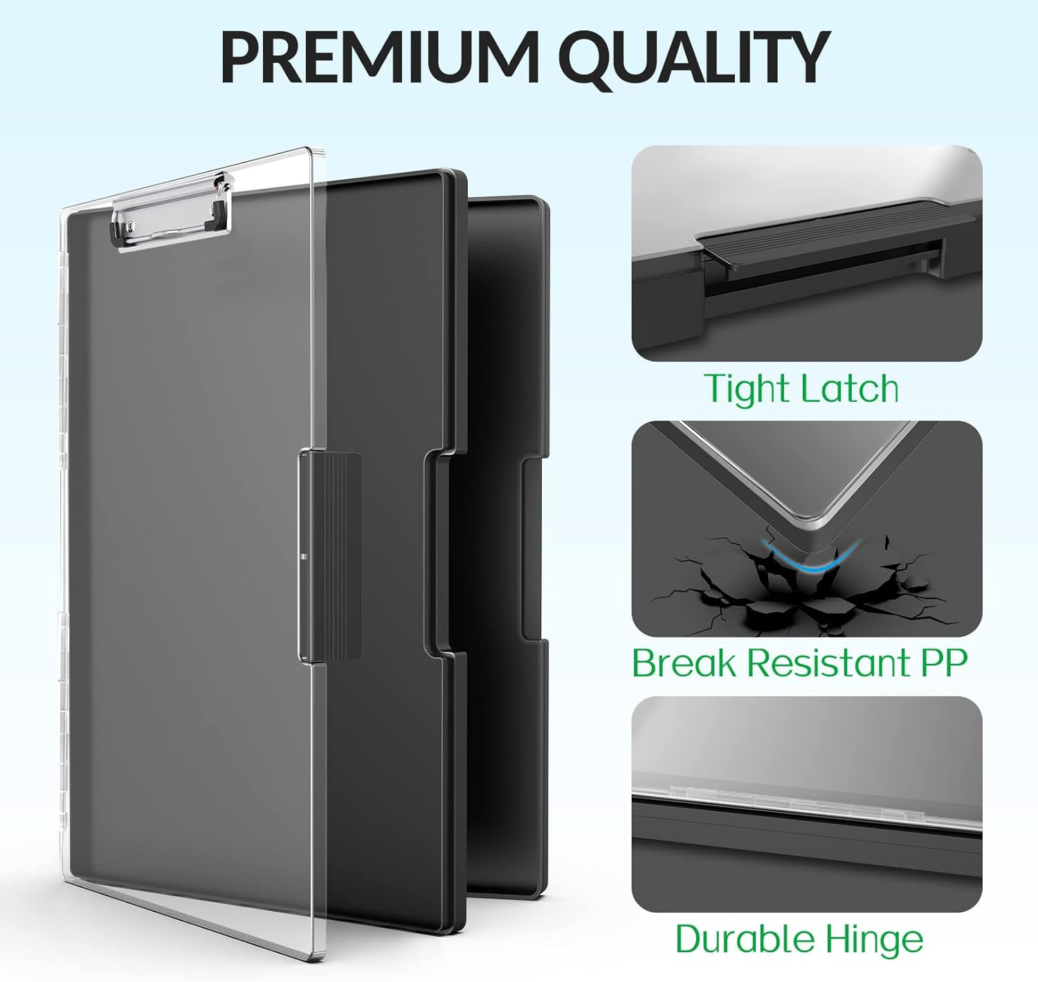 Clipboard with Storage, Heavy Duty Cleaview Clip Boards 8.5X11 with Dual Storage