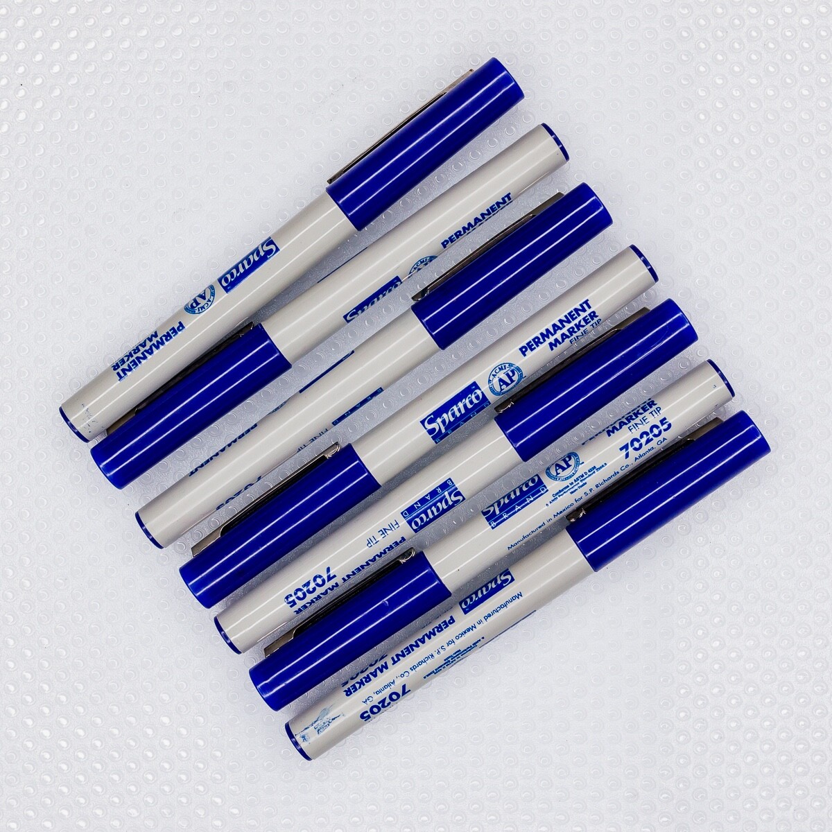 Sparco Fine Point Used Blue Permanent Markers/Pens – Lot Of 7 – #14