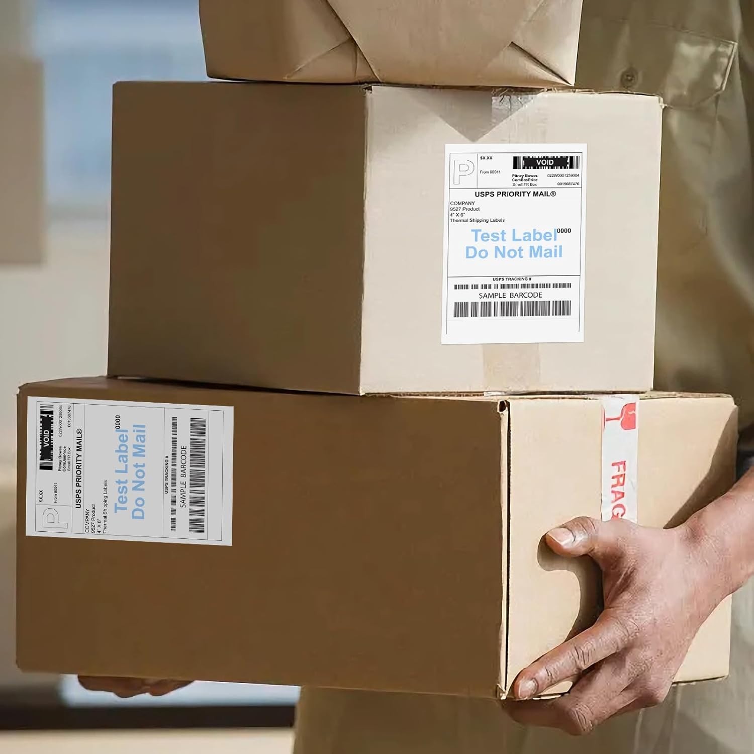 Blue Direct Thermal Shipping Labels – 100 Per Stack with Strong Adhesive