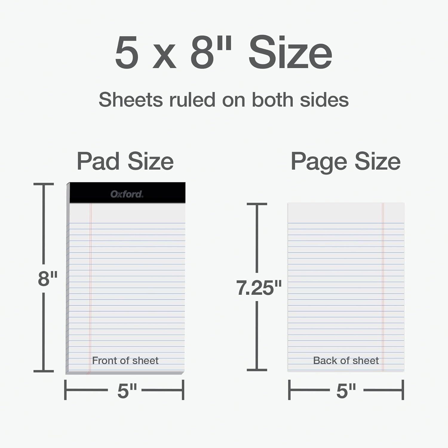 5 x 8 Legal Pads 12 Pack Narrow Ruled White Paper, 50 Sheets Per Writing Pad New