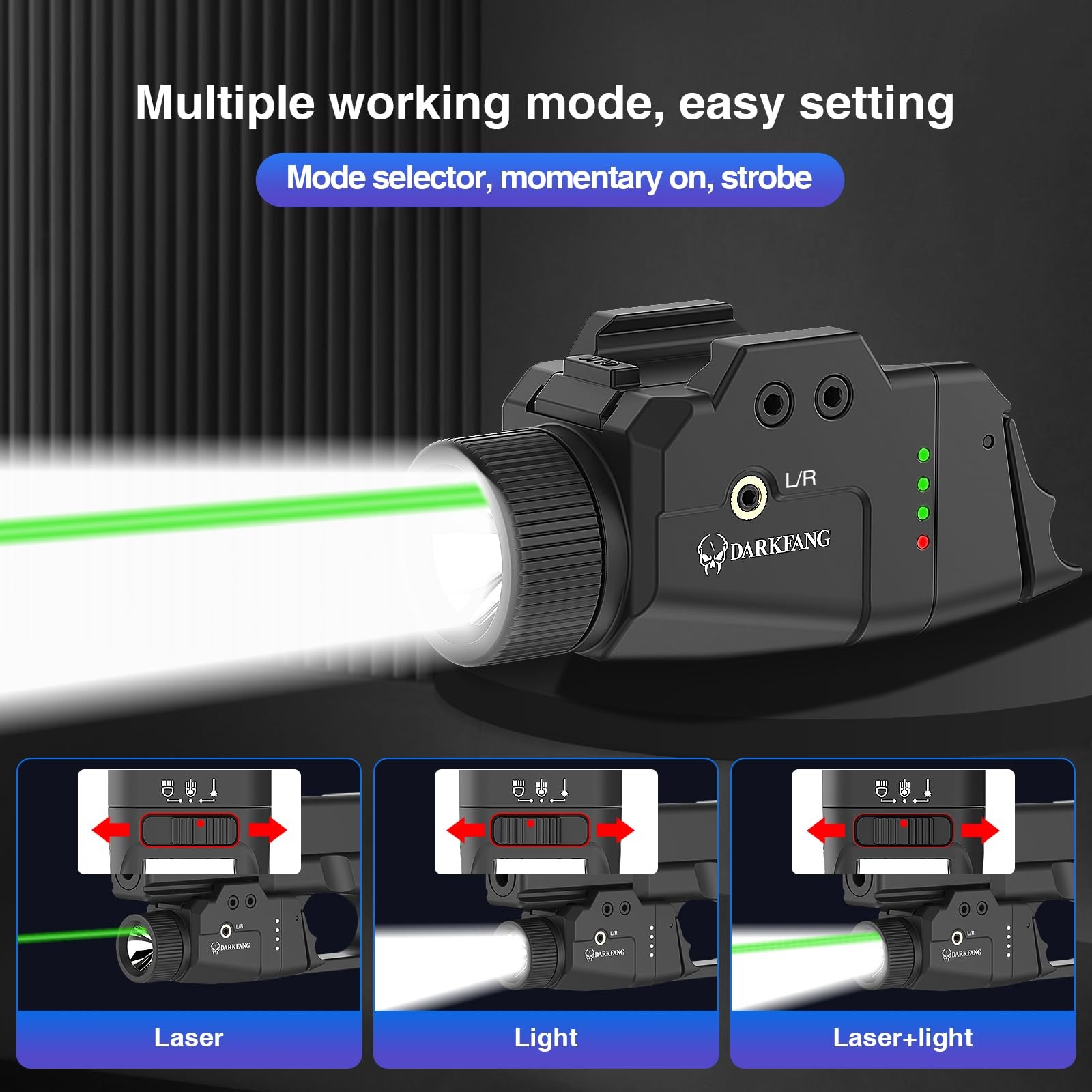 DARKFANG 1000 Lumen Tactical Weapon Light Laser Combo with High Green