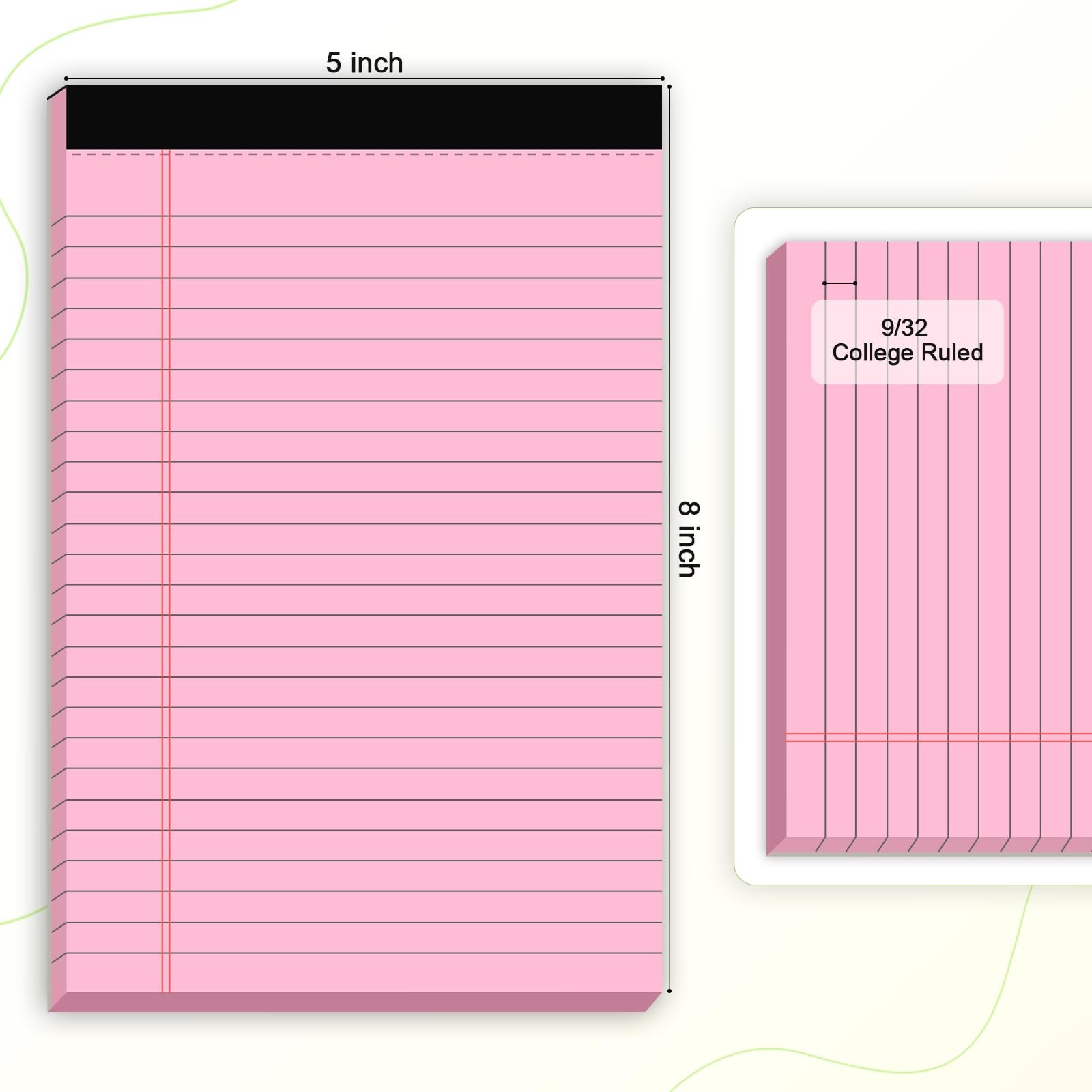 5pcs Small Note Pads 5×8 Notebook College Ruled Legal Pads Color Notepads 5 Pack