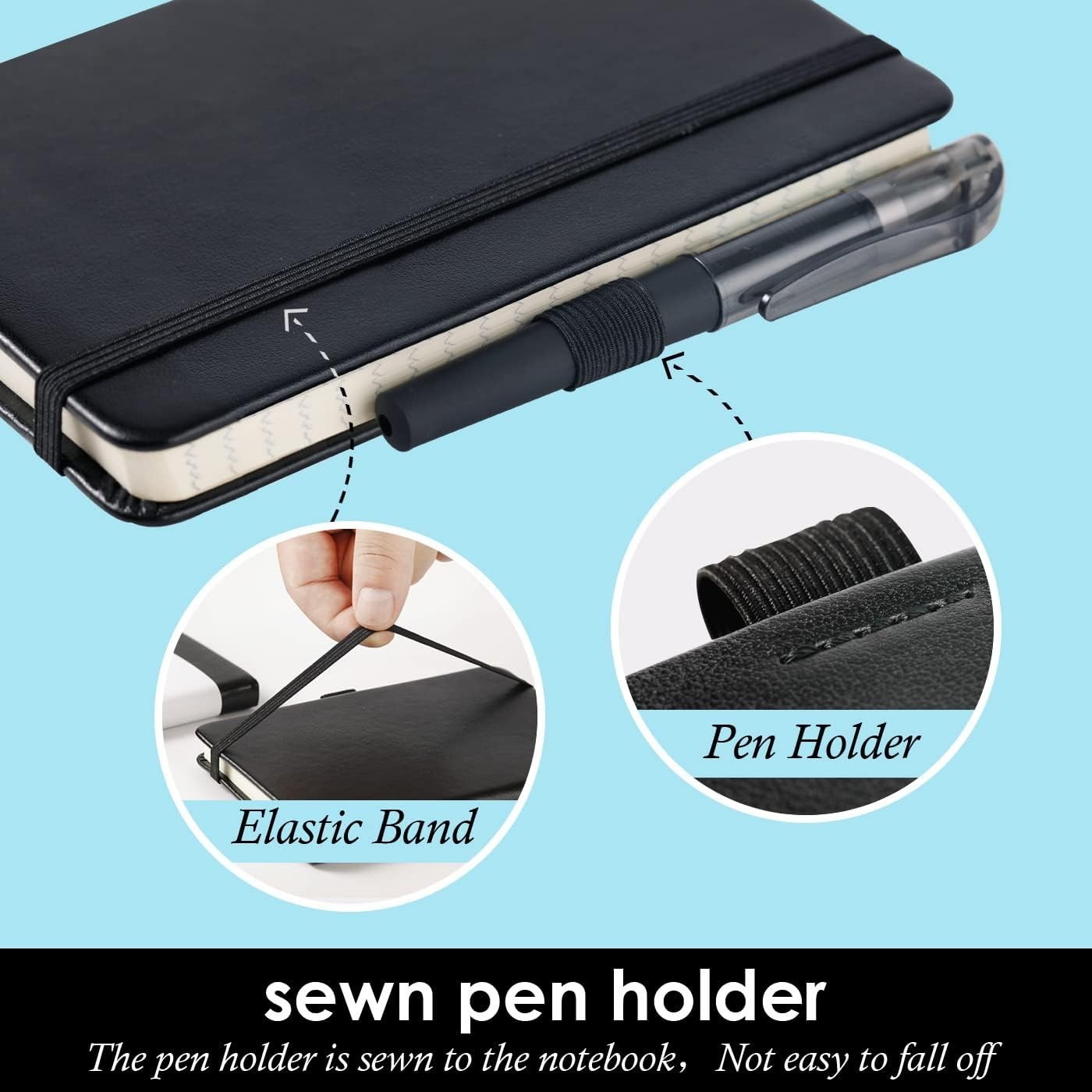 (3 Pack) Pocket Notebook Journal, Hardcover Small Mini Notebooks with Pens for W