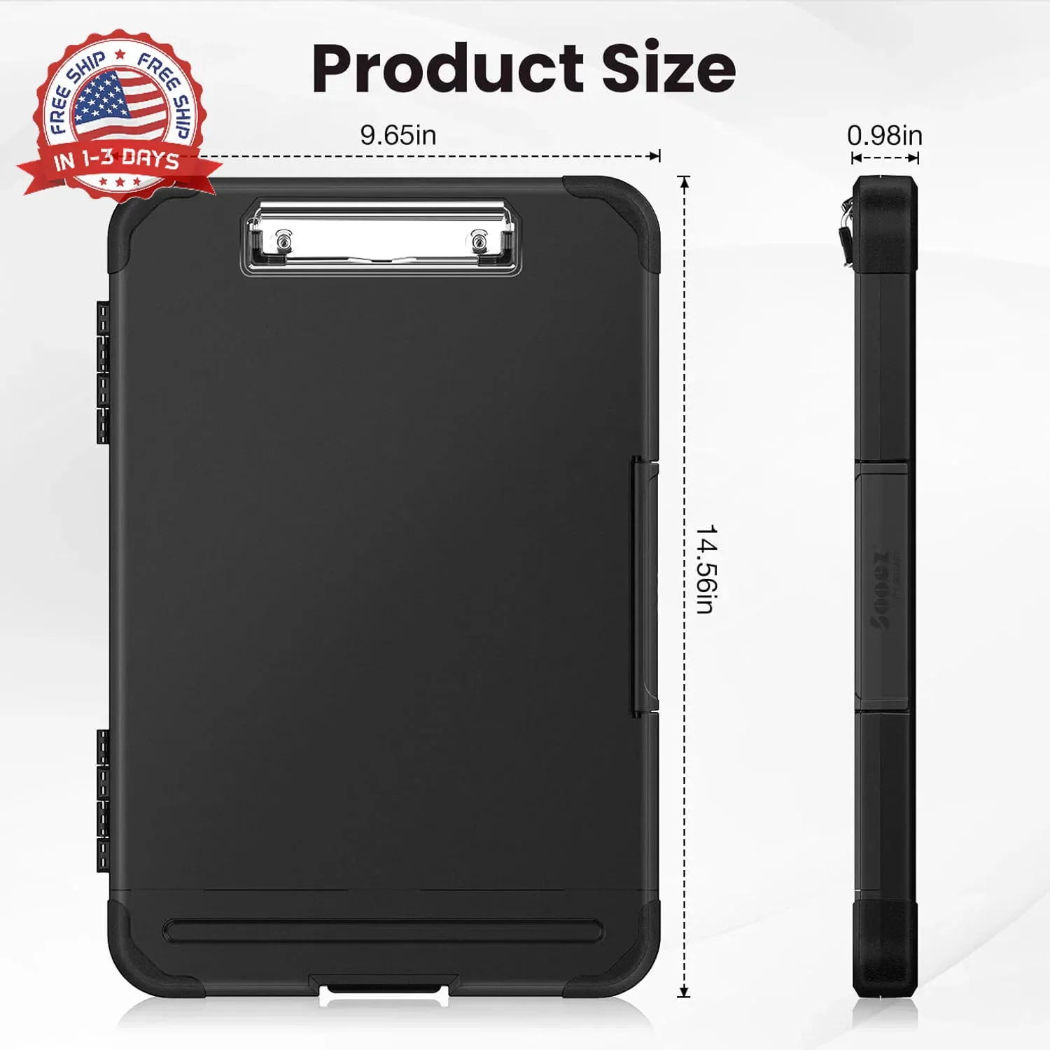 Sooez Reinforced Clipboard with Storage, Inner Plastic Folder Attached, Heavy Du
