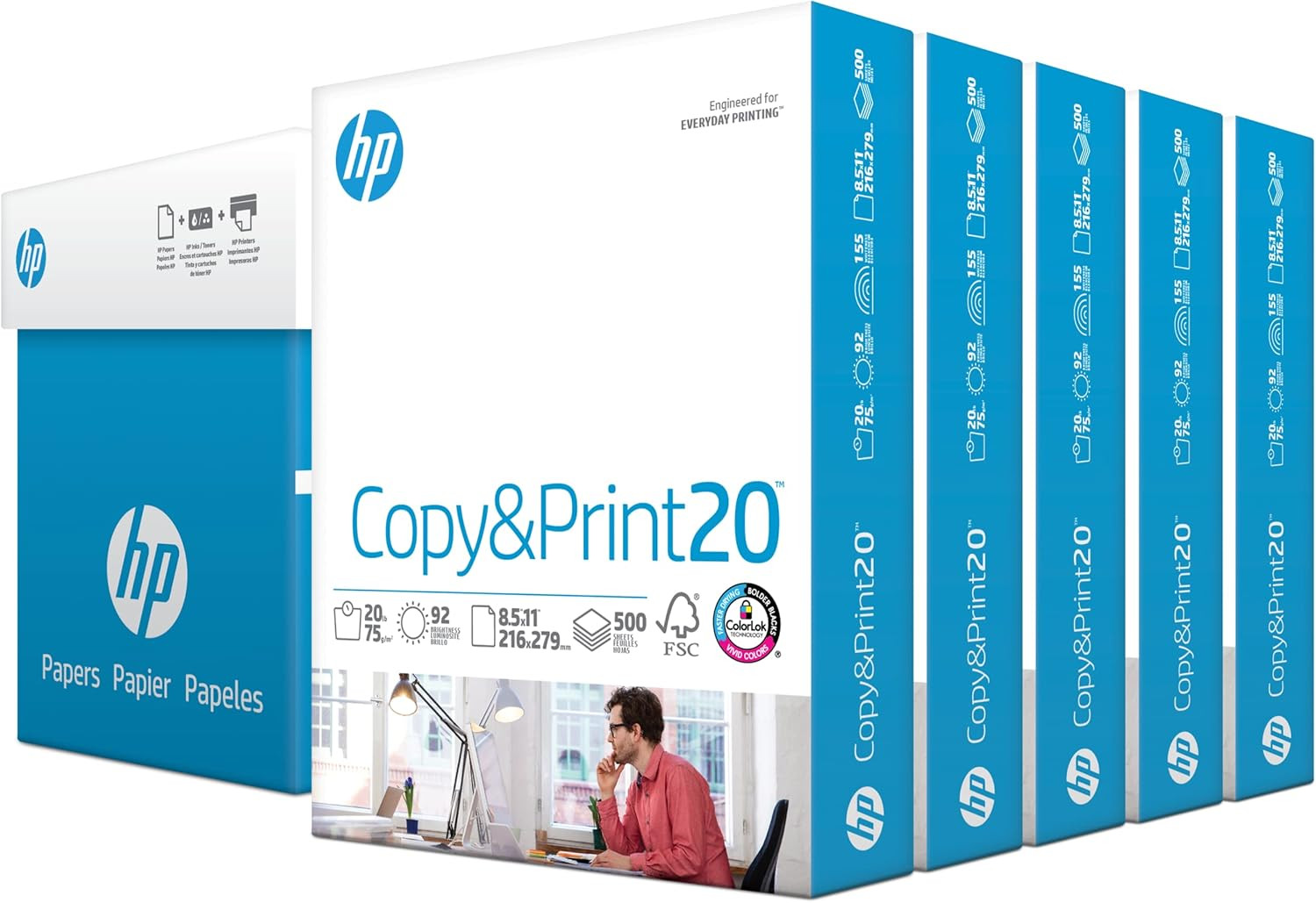 HP Printer Paper | 8.5 X 11 Paper | Copy &Print 20 Lb | 5 Ream Case – 2500 Sheet