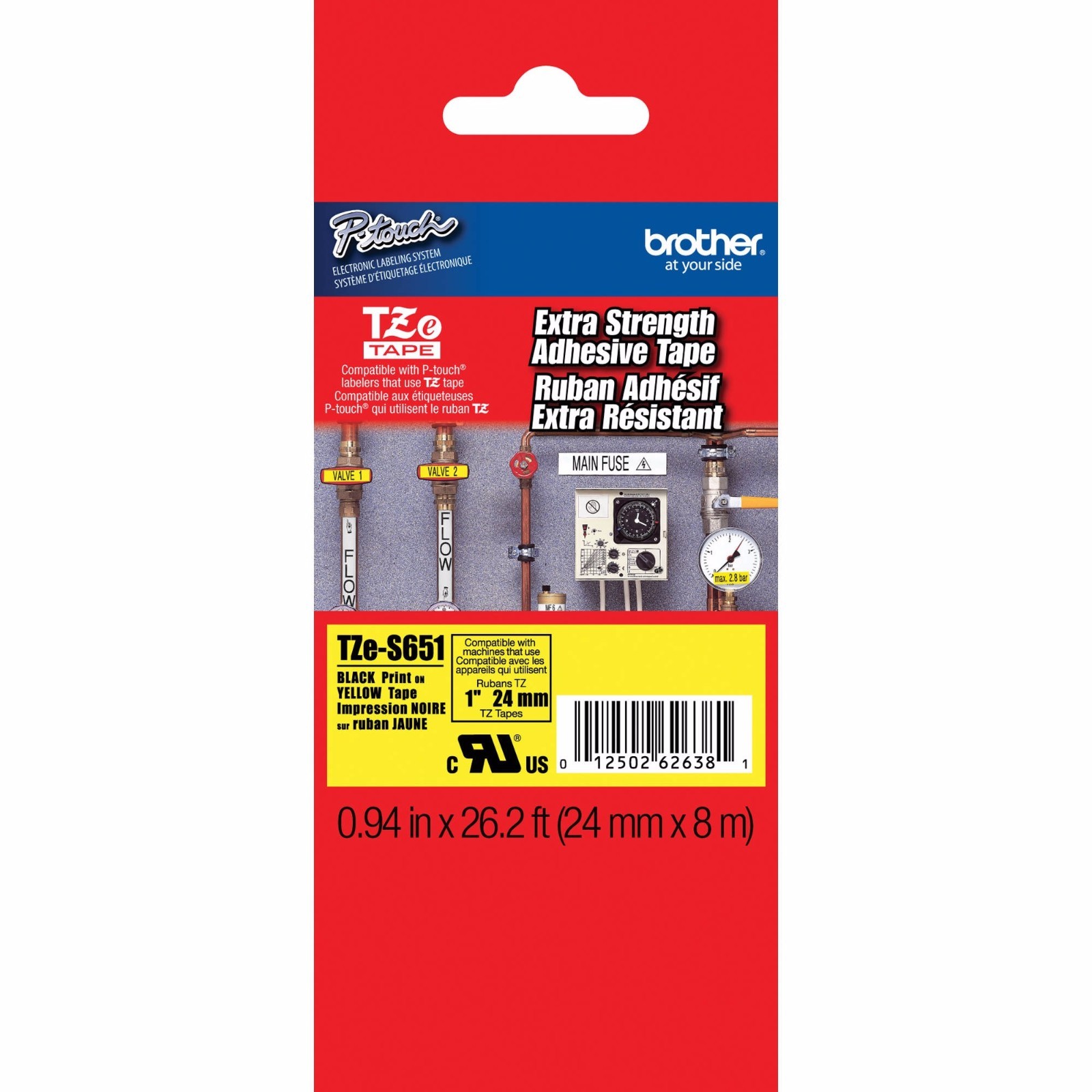 Brother TZe-S651 Extra Strength P-touch Label Tape, TZeS651, TZS-651, TZS651