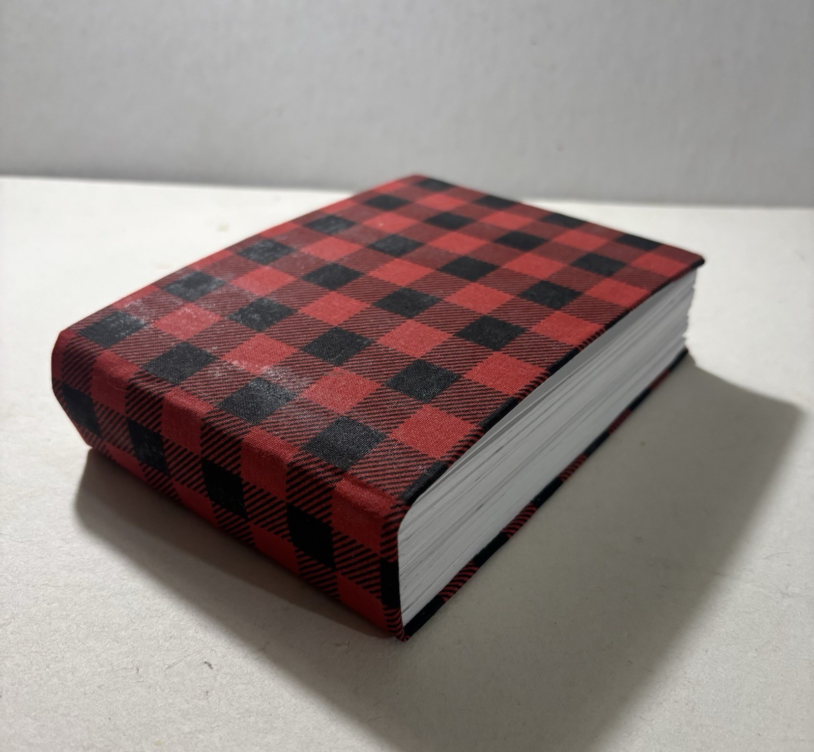 Handmade (fabric) Black Red Checker Blank Sketchbook Journal 4.5 in. x 6in
