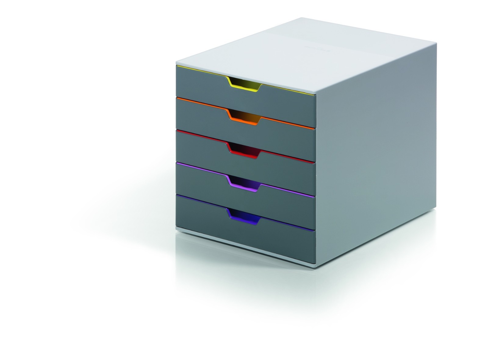VARICOLOR 5 Drawer Color Coded Desktop Organizer Letter Size Gray Durable