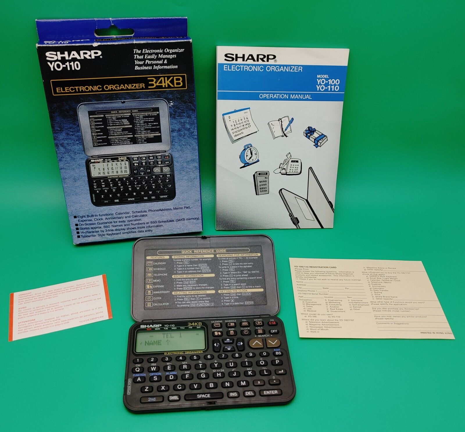 Sharp Electronic Organizer #YO-110 Clock Calendar Schedule Memo 34KB