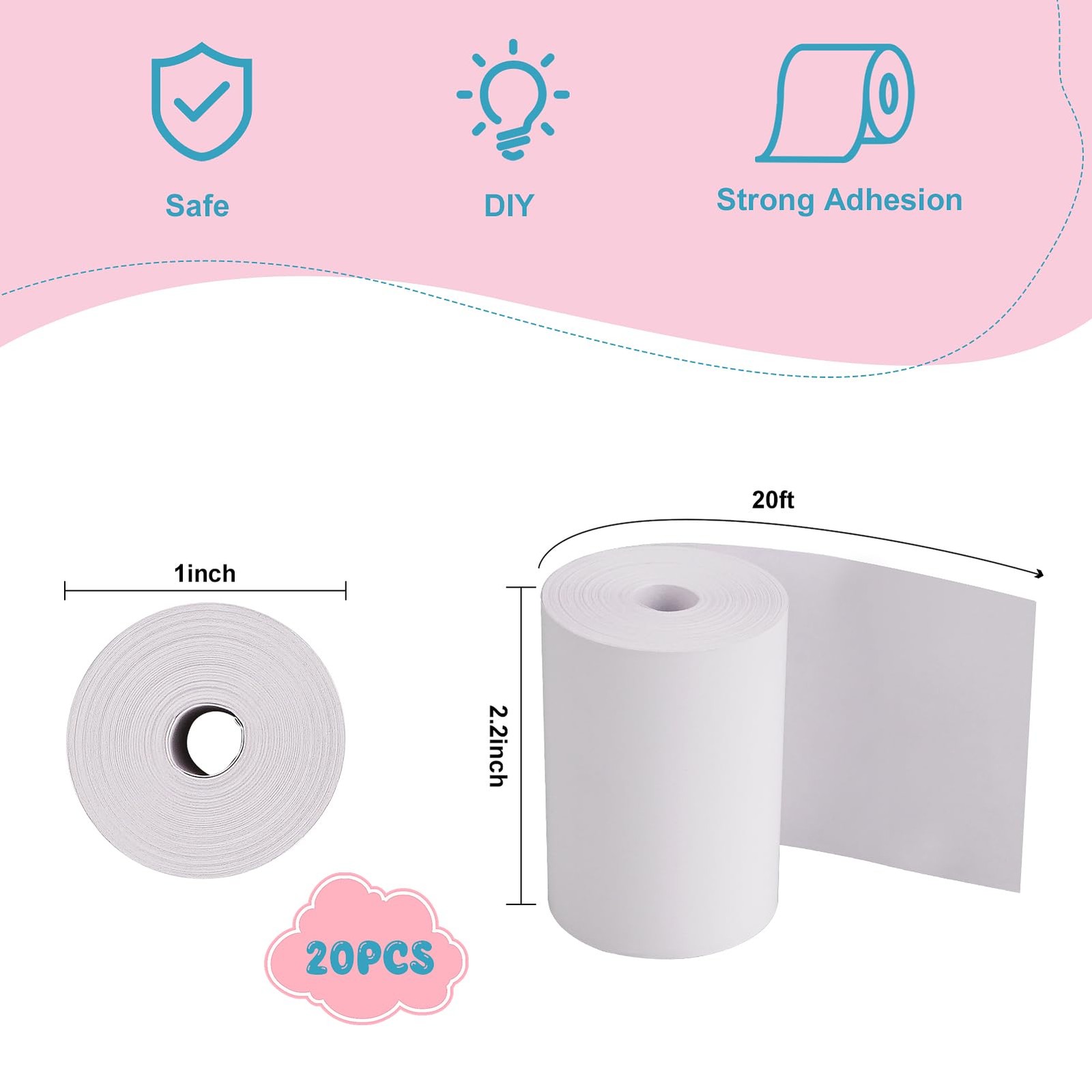20 Rolls Print Paper for Children Instant Camera Refill Pape Kids White