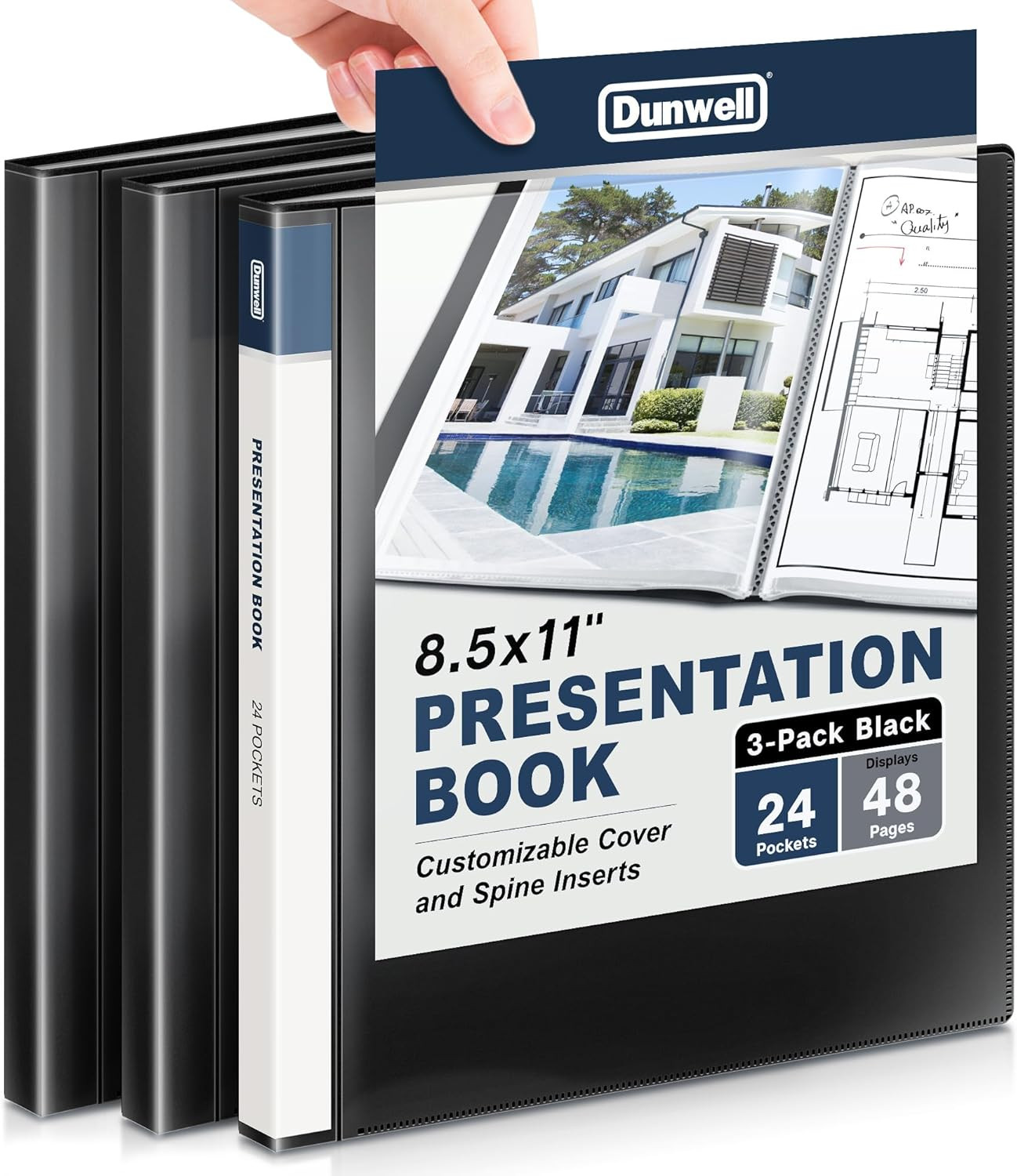 Presentation Binder 24-Pocket, Displays 48 Pages, 8.5X11 Portfolio Binder with P