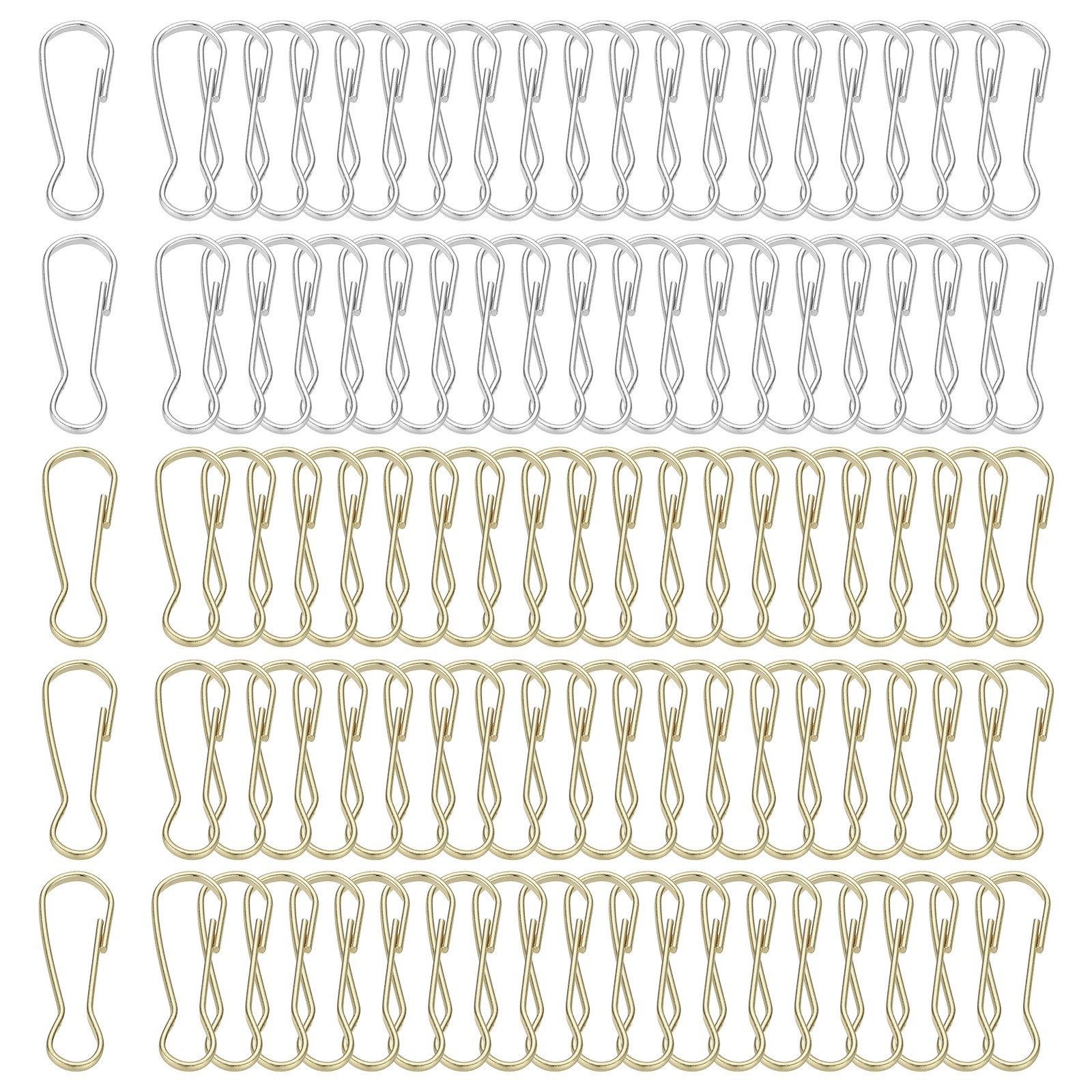 Lanyard Hooks, 100 Pcs 25×9.2×1.9mm Stainless Steel 304 Hook, Gold Bronze Silver