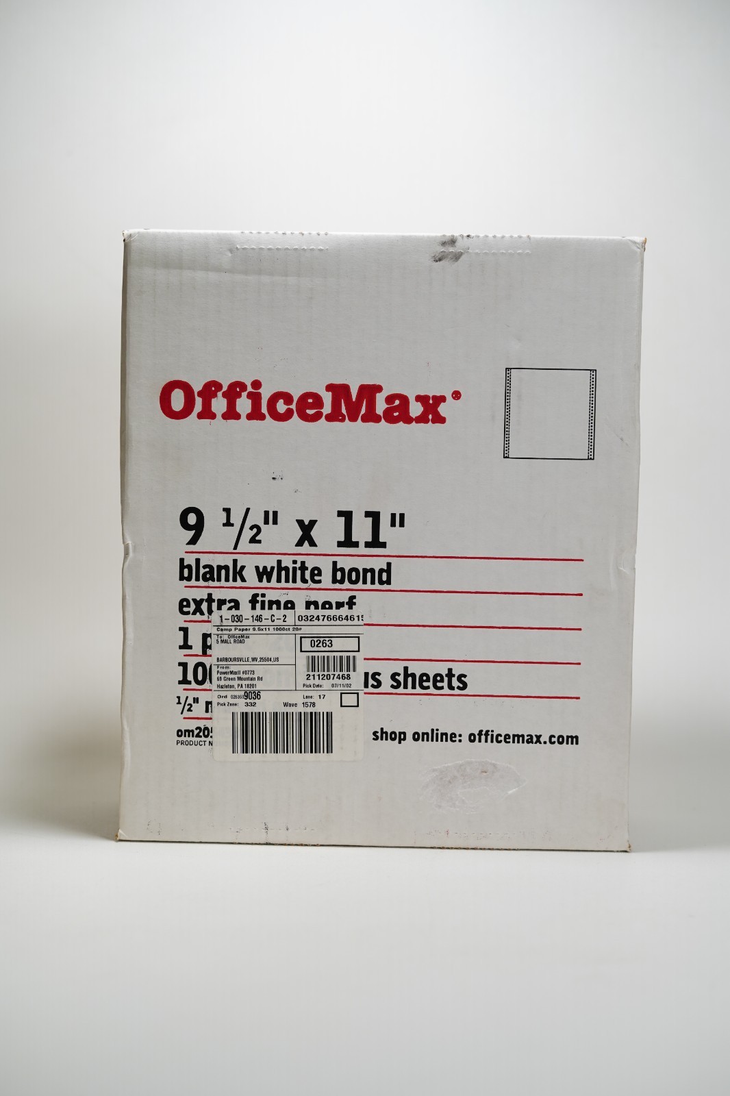 Office Max Blank White Computer Paper 9-1/2” x 11” Bond 1000 Sheets om2054387