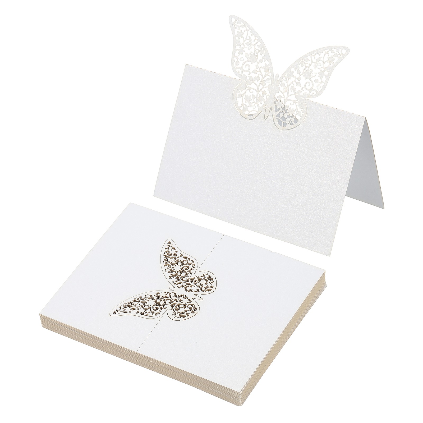 50Pcs Place Cards, Laser Cut Butterfly Table Place Cards, White