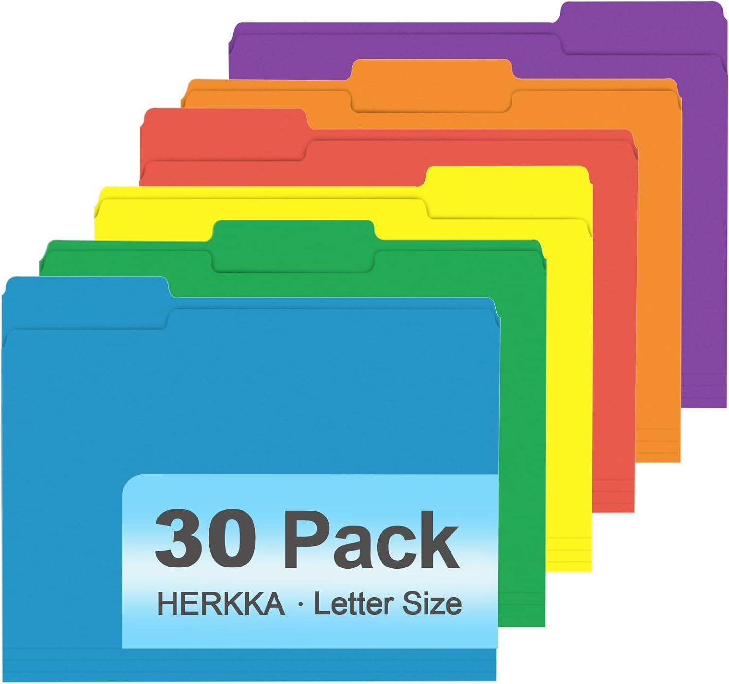 File Folder, 30 Pack 1/3 Cut Tab File Folders, Colored File Folders Designed fo