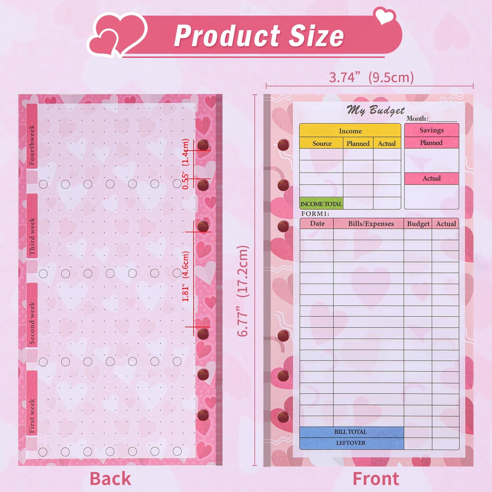 3 Pack A6 Planner Refill Paper & Budget Sheets, Monthly Weekly Planner Losse Lea