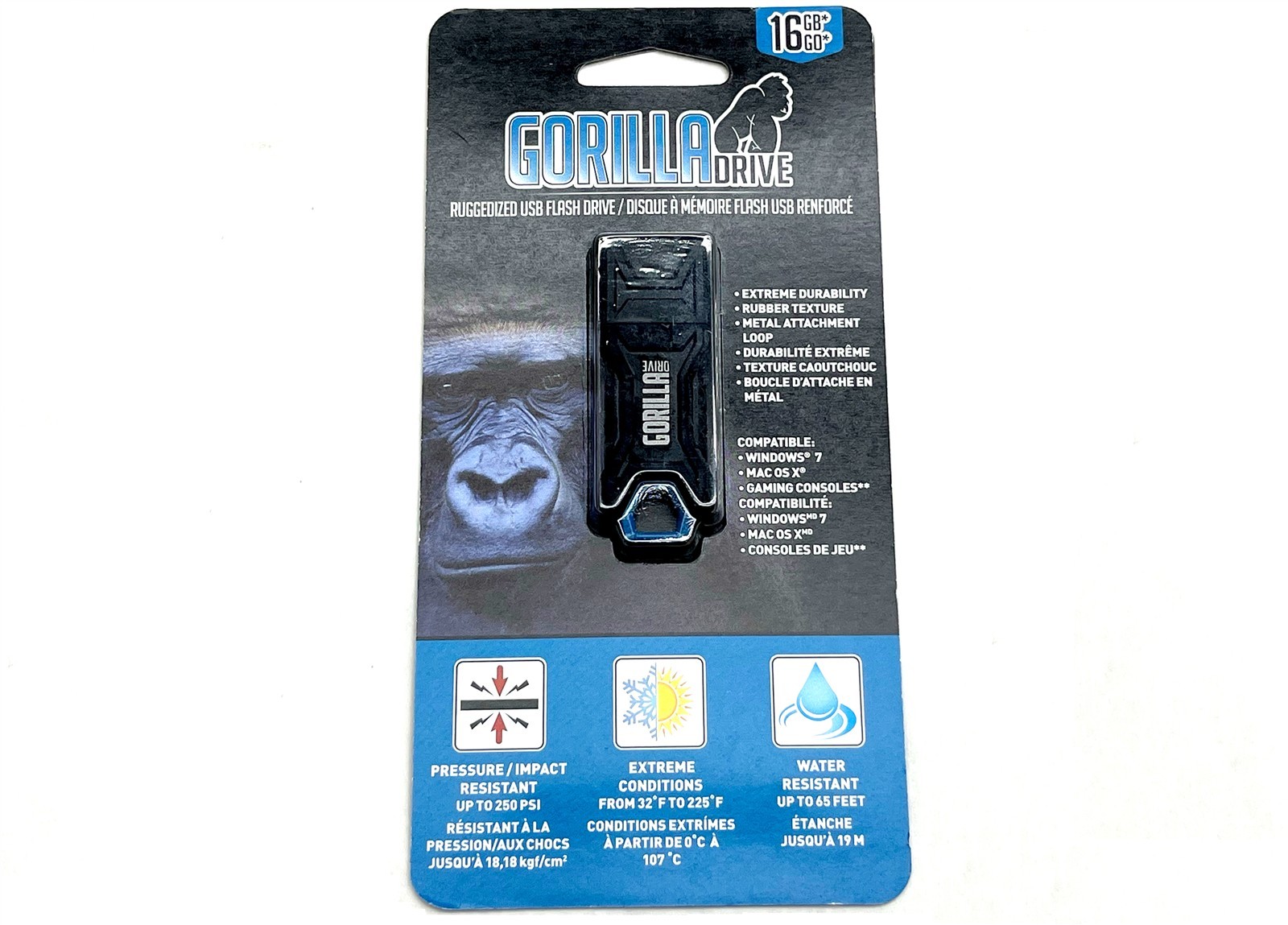 Gorilla Drive 16GB Ruggedized USB Flash Drive Water Impact Resistant EP-GDUSB