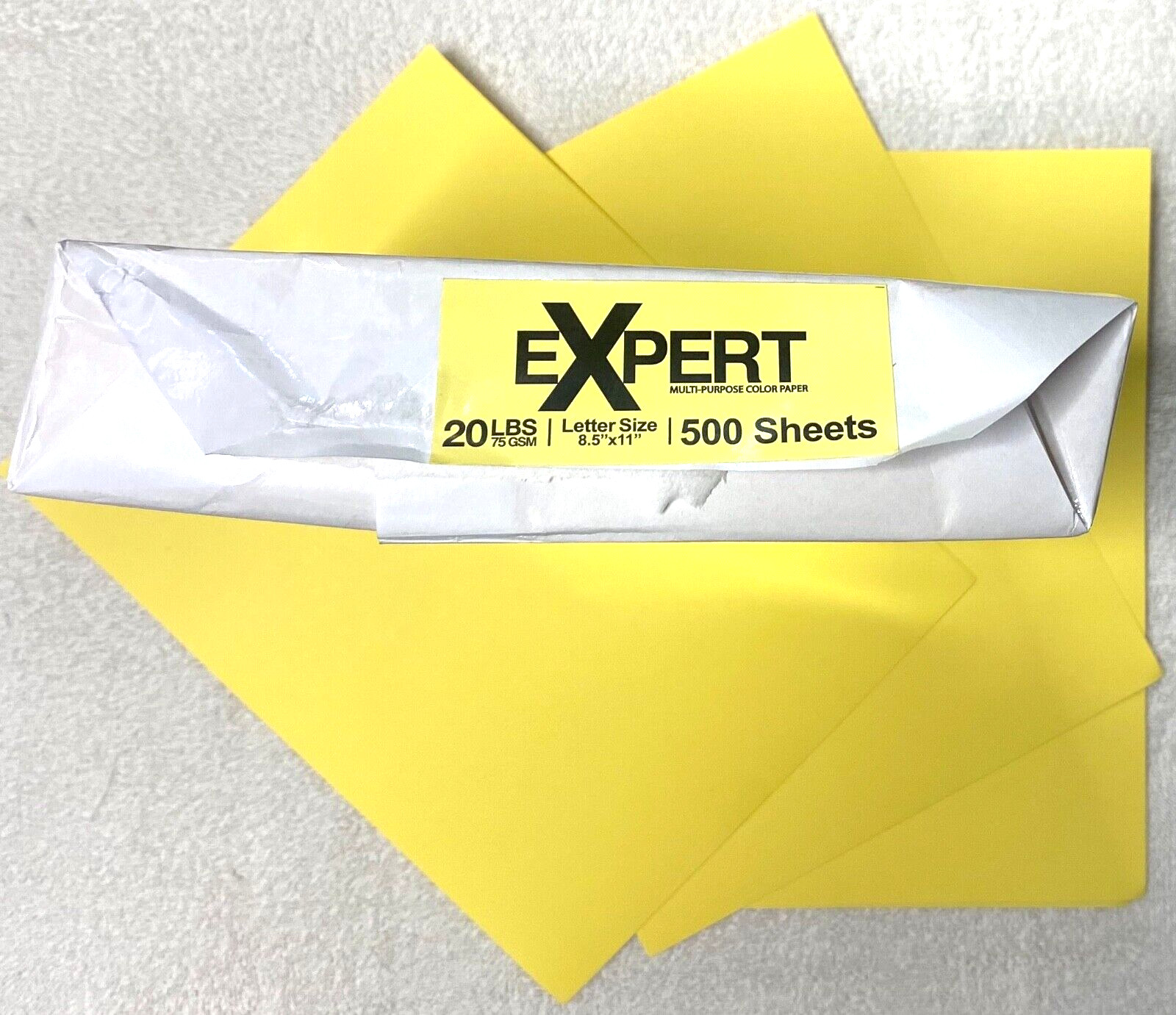 BRIGHT Canary Yellow Copy Paper Expert Multi-Purpose 20lb 500 Sheets SmoothStyle