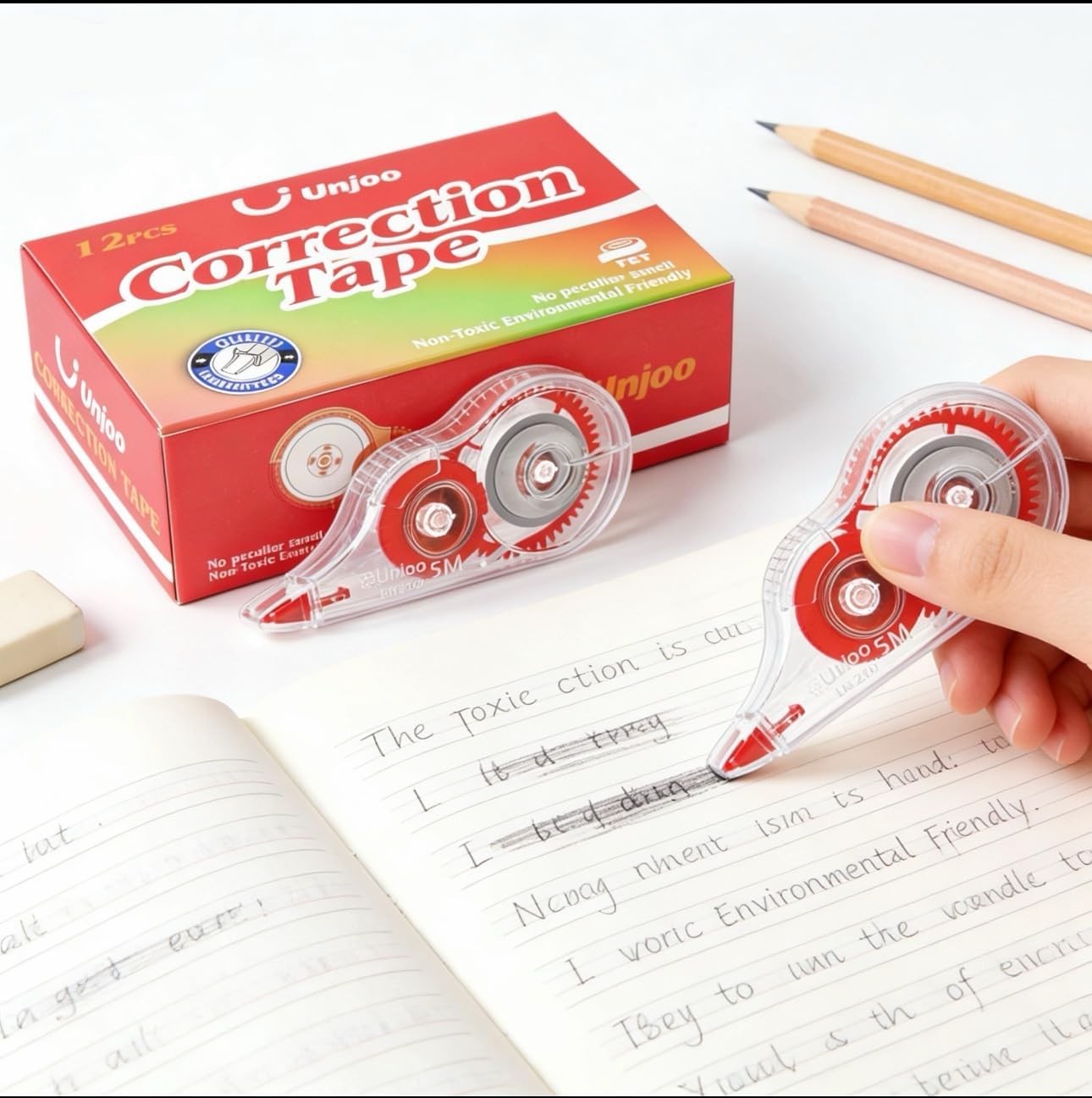 White Correction Tape, Easy To Use Applicator for Instant Corrections Wrong Writ