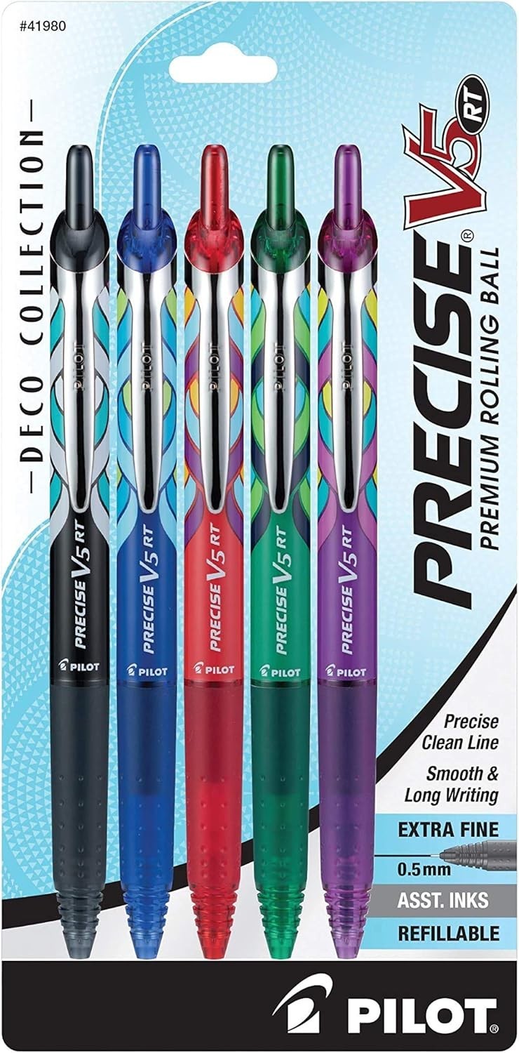 Precise V5 RT Refillable & Retractable Rolling Ball Pens, Extra Fine Point Pe…
