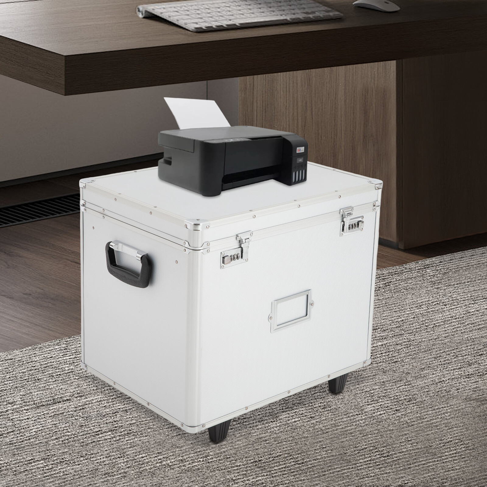 Freestanding File Organizer Box Rectangular Storage Box Silver 48.8*38*41cm