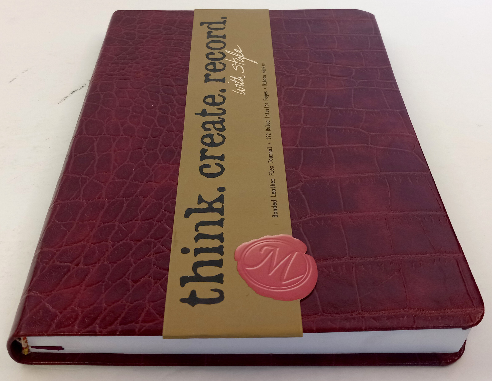 Notebook 192 Pages Ruled Bonded Leather Brown Markings by C.R. Gibson Blank