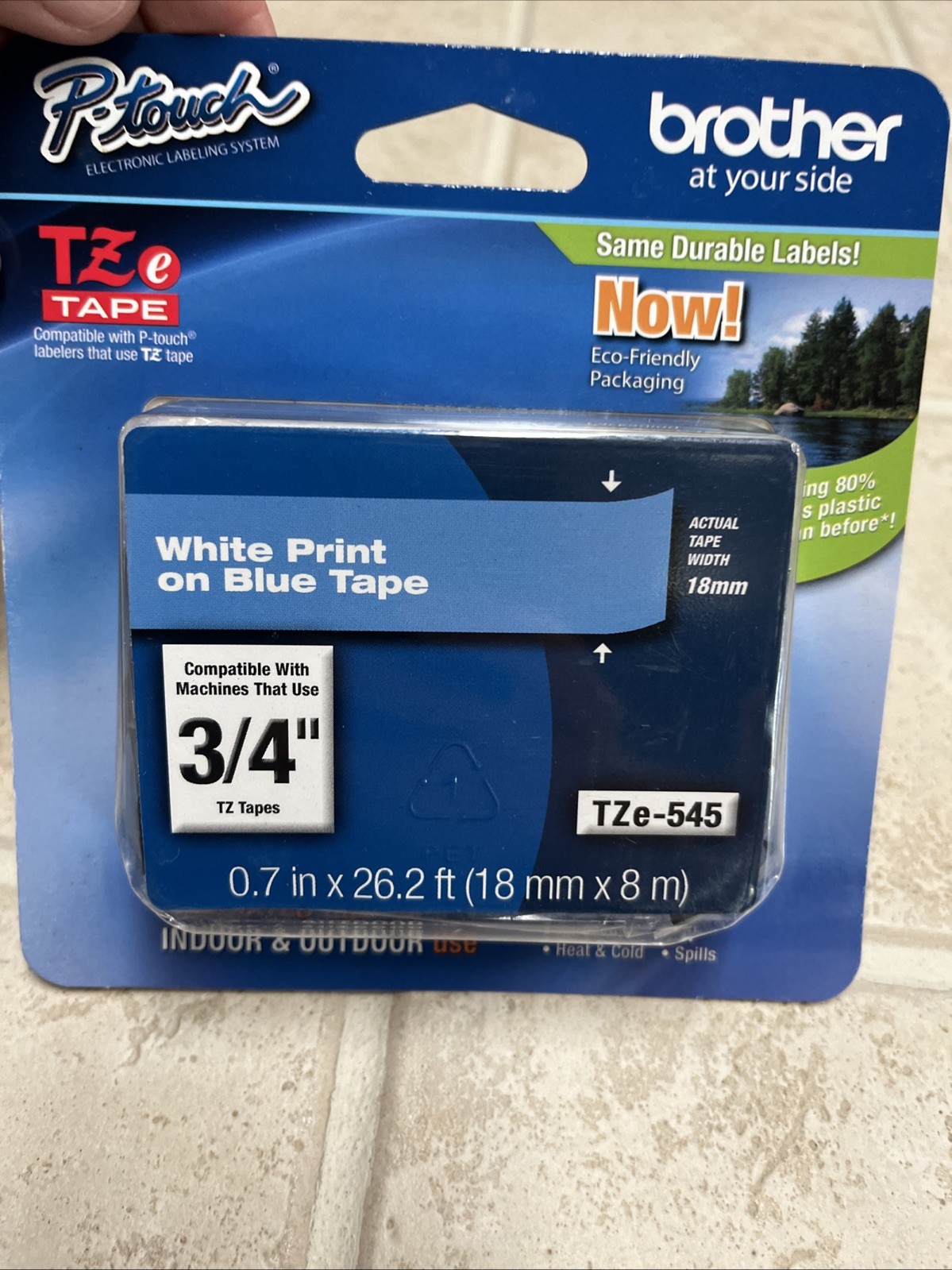 Genuine Brother P-touch TZe-545 Label Tape | 3/4″ (18mm) White Print on Blue