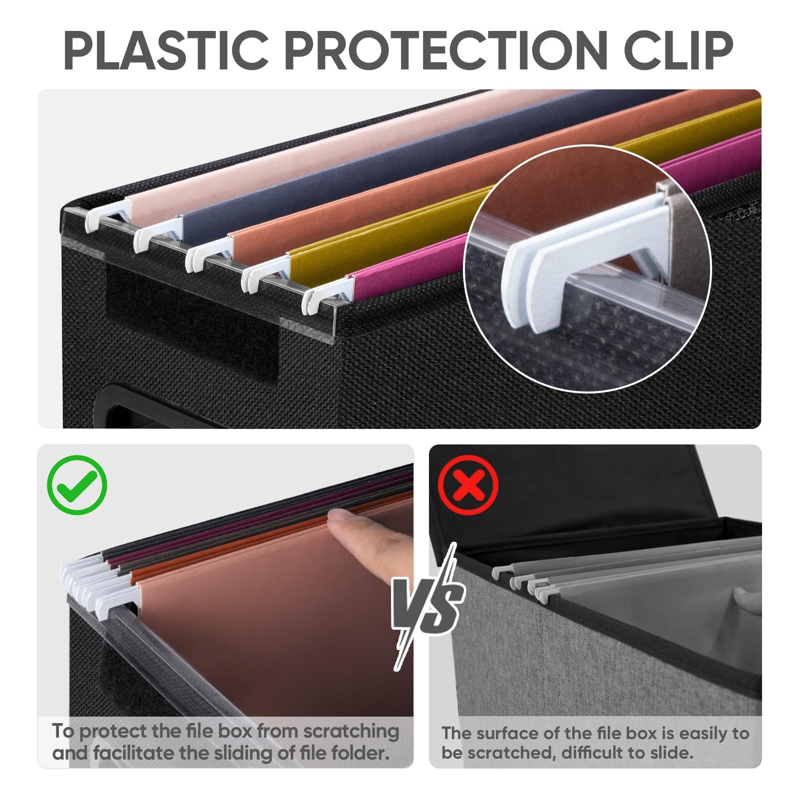 File Organizer Box with Lid Collapsible File Folder Organizer with Plastic Slide