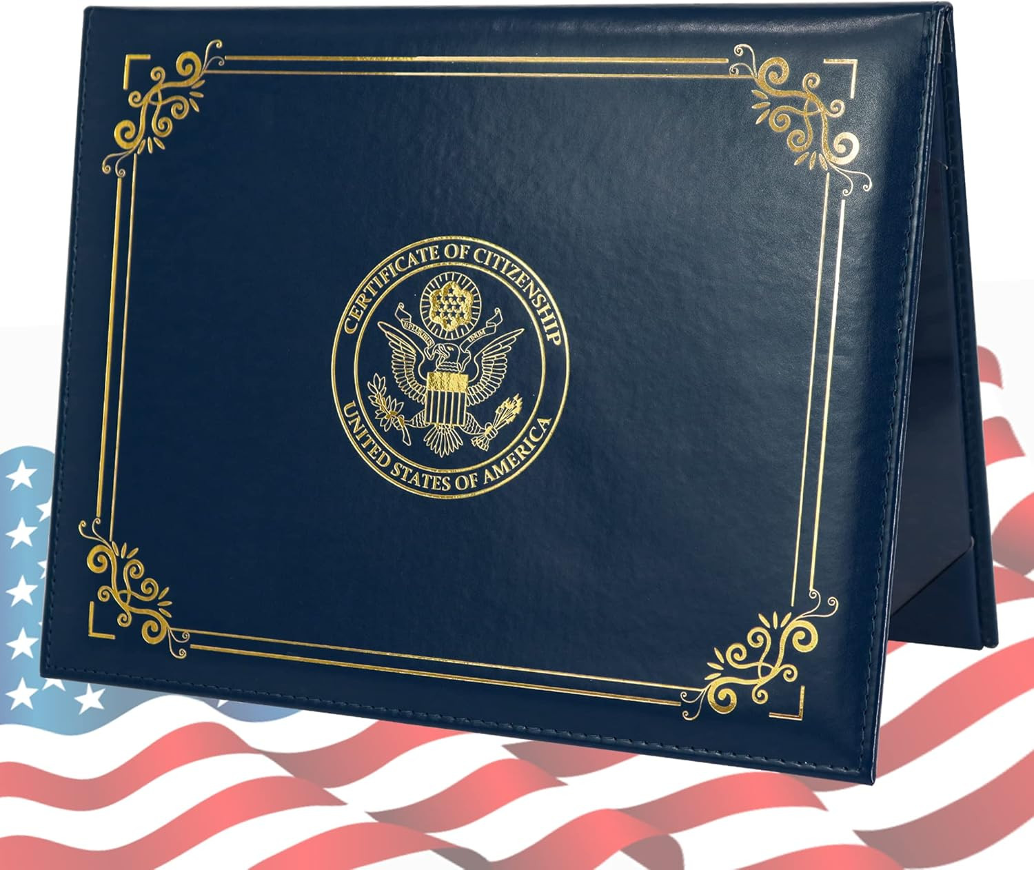 Deluxe US Citizenship Certificate Holder 2025 Naturalization Padded PU Leathe…