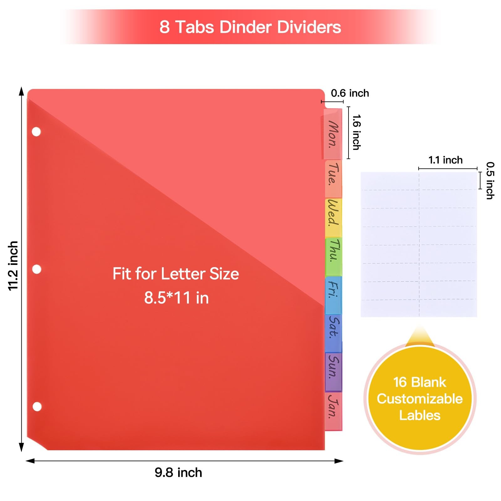 8-Tab Binder Dividers with Double Pockets – Translucent Plastic Page Separato…