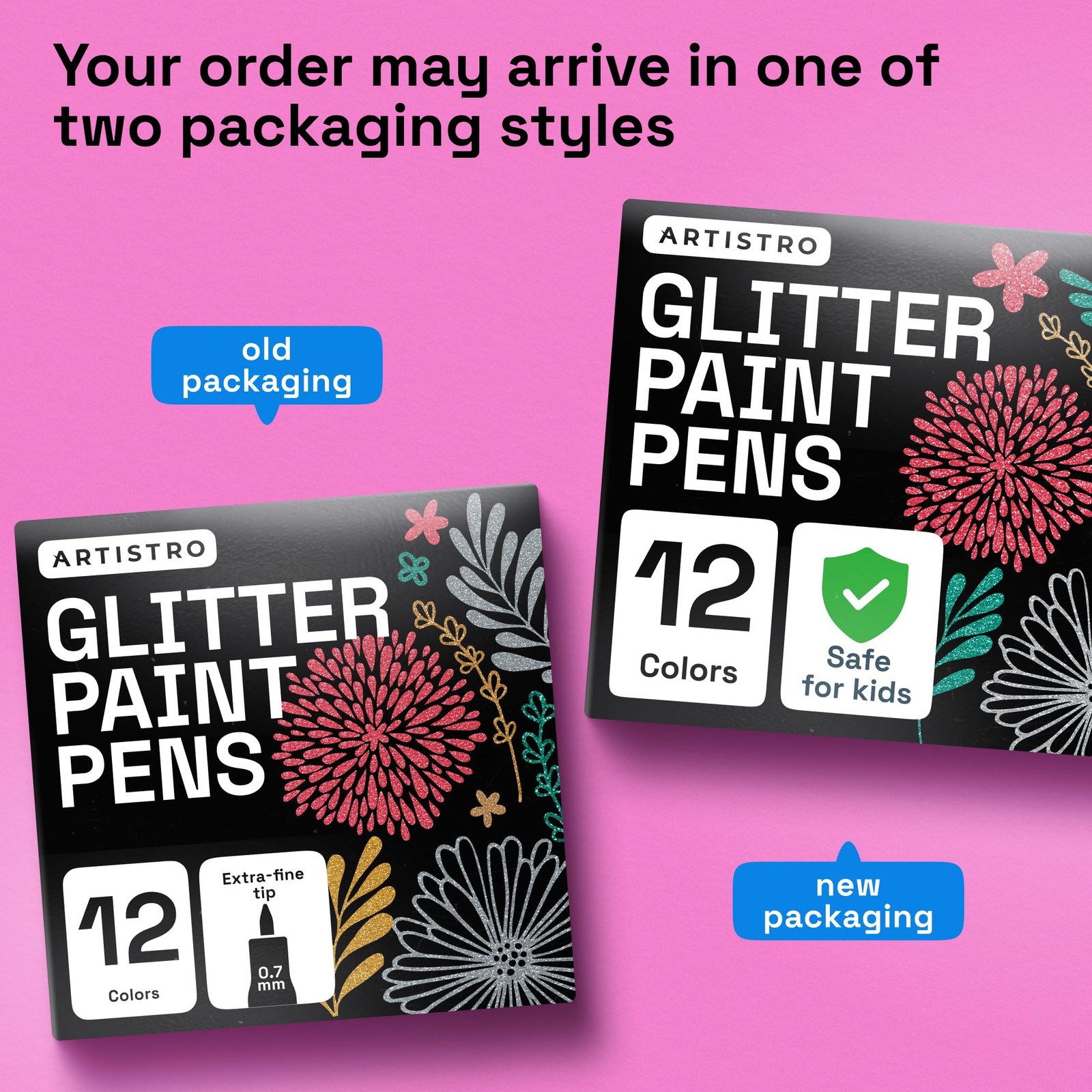 ARTISTRO 12 Glitter Paint Pens for Glass 1 Count (Pack of 12),