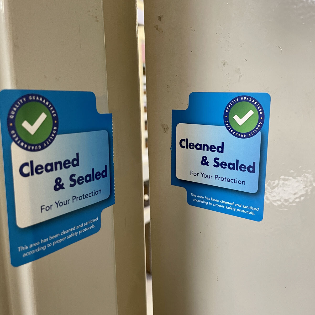 Cleaned & Sealed Tamper Seal Blue Safety Labels | 2.875 x 5″ inch – 500 Pack