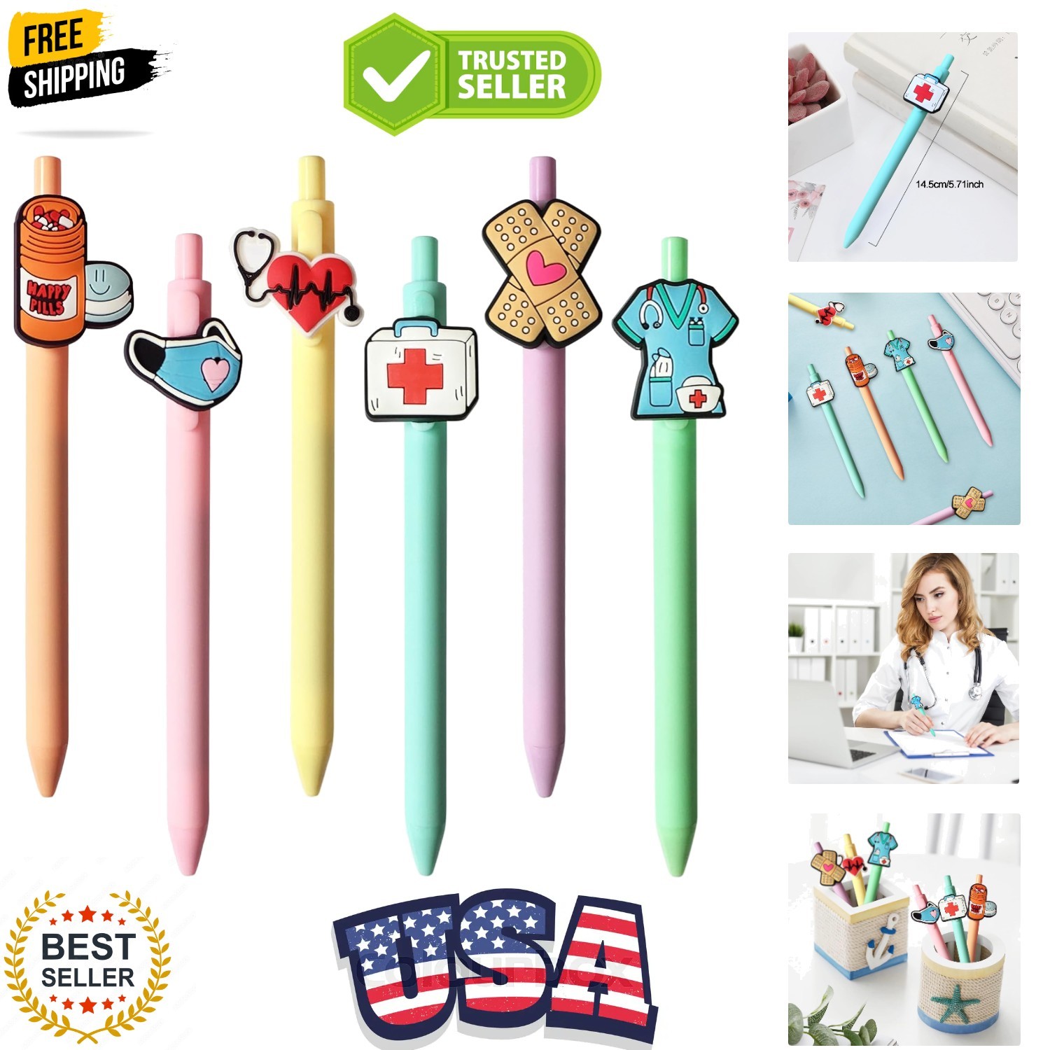 Cute Nurse Pens Funny Nurse Accessories for Work Aesthetic Gel Pen Black Ink …
