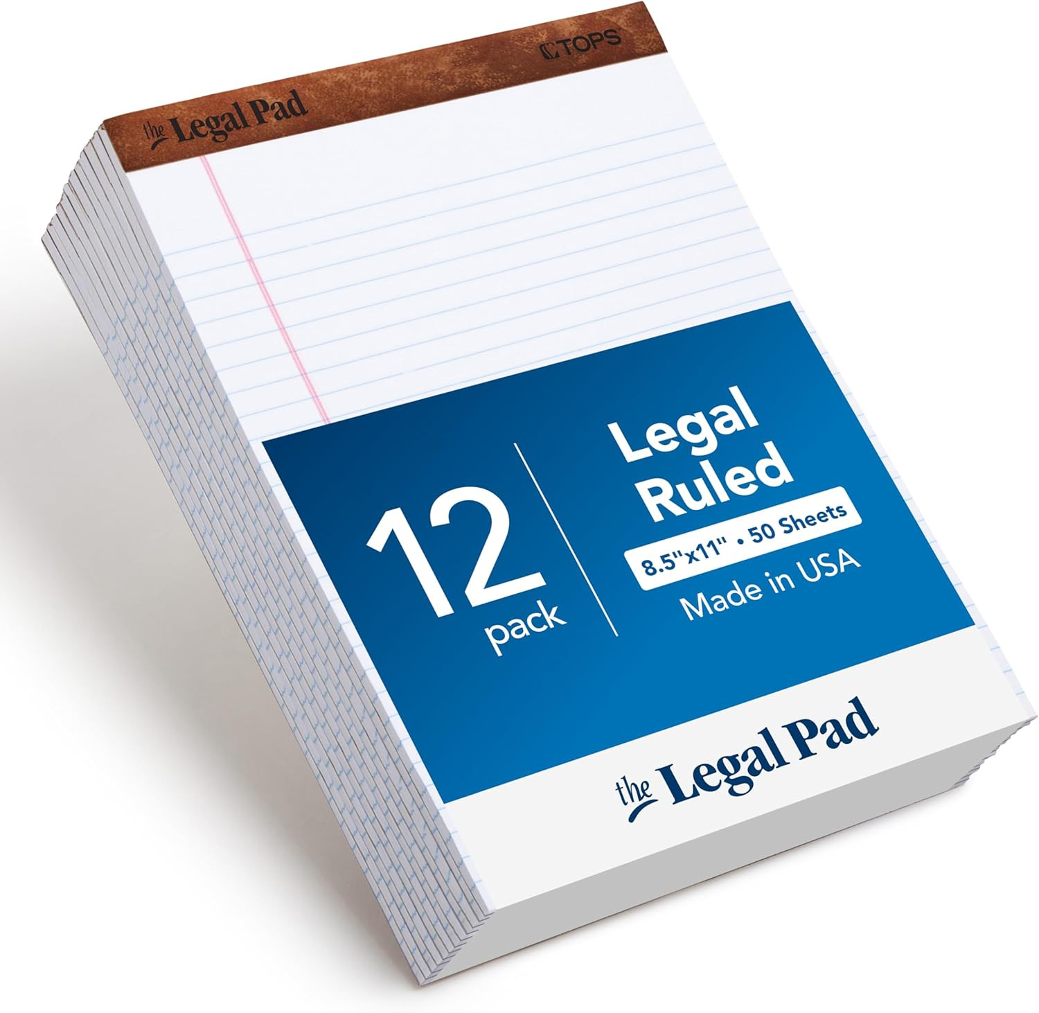 8.5 X 11 3/4 Legal Pads, 12 Pack, the Legal Pad Brand, Wide Ruled, White Paper,