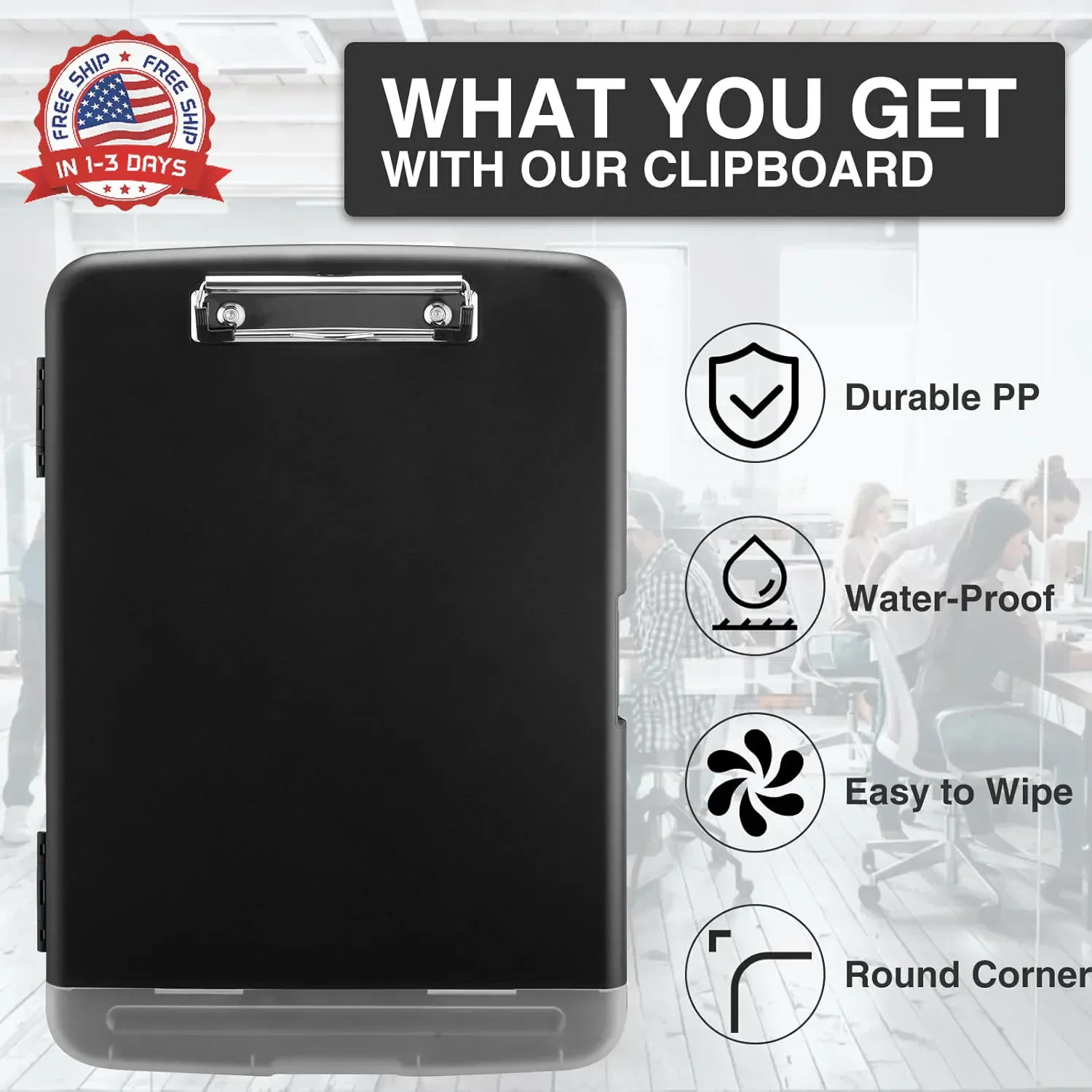 Sooez Clipboard with Storage, Clip Board 8.5 x 11 with Pen Holder, Plastic Organ