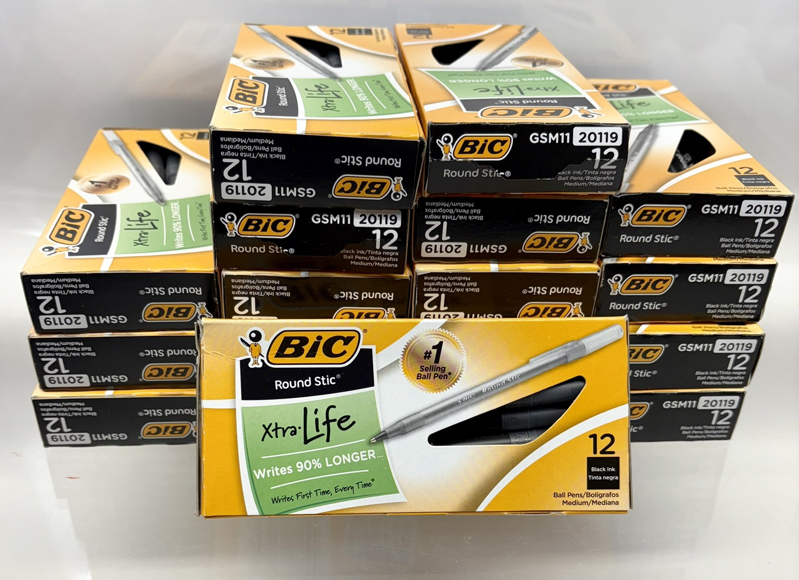 Bic Ballpoint Pens Med Point Xtra Life Round Stic 18 Boxes 216 Total Pens Black