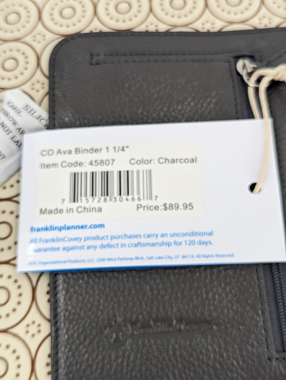Franklin Covey CO AVA Gray Binder 9.2”x7” Full Grain Leather for Classic Planner