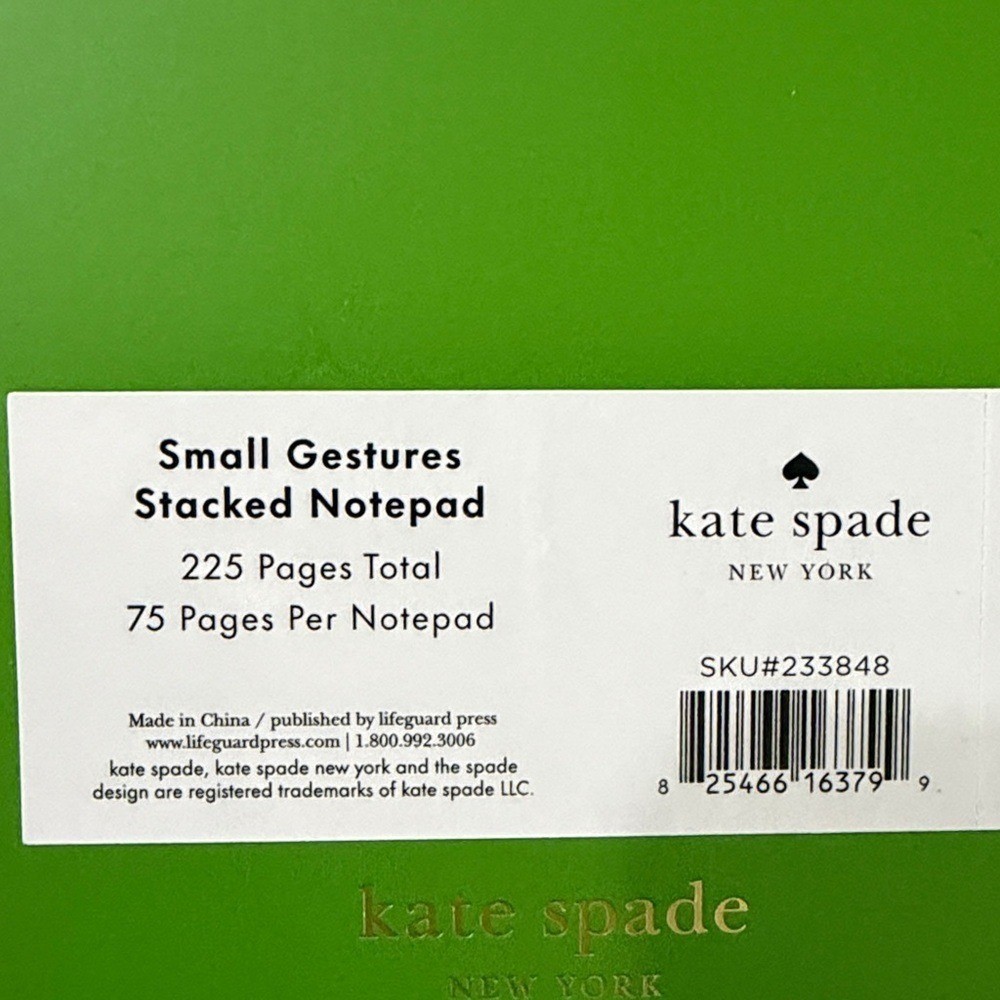 Kate Spade New York 3 Piece Notepad Set Pink Blue Green Gold Foil Sentiments NEW