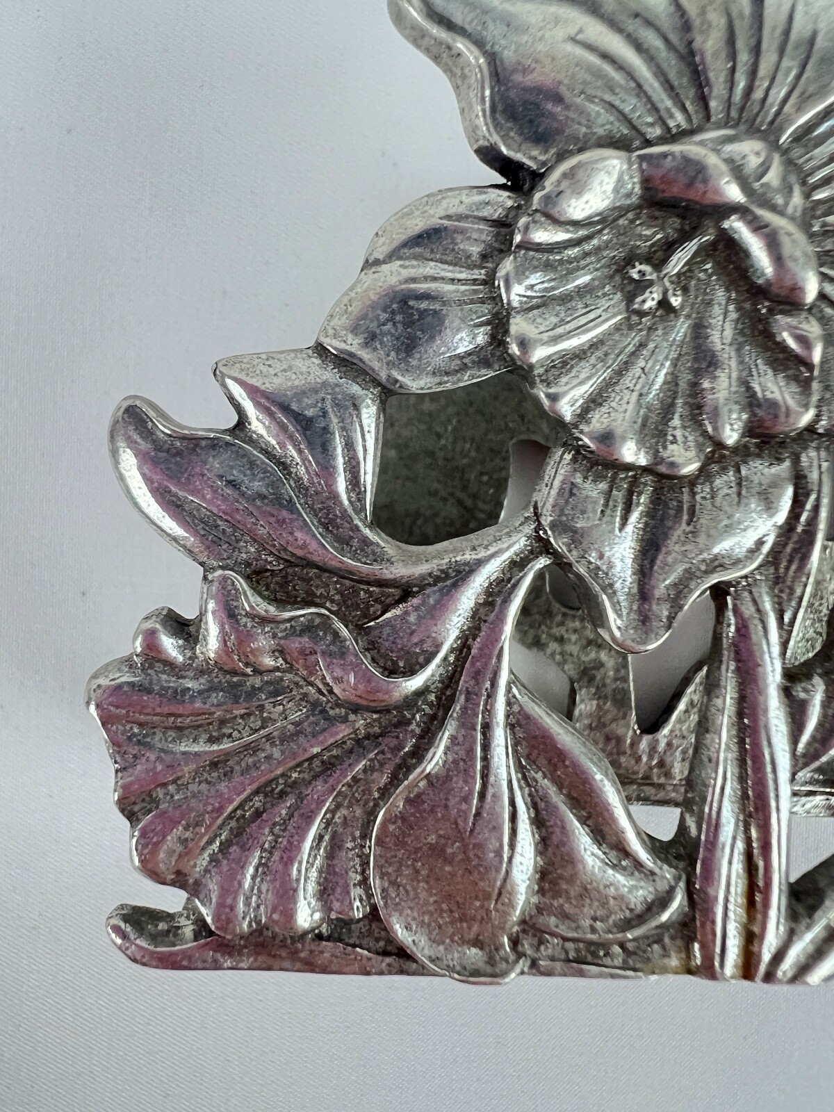 Vintage Seagull Canada 1990 Business Card Holder Flowers Floral Pewter 3×2.5″
