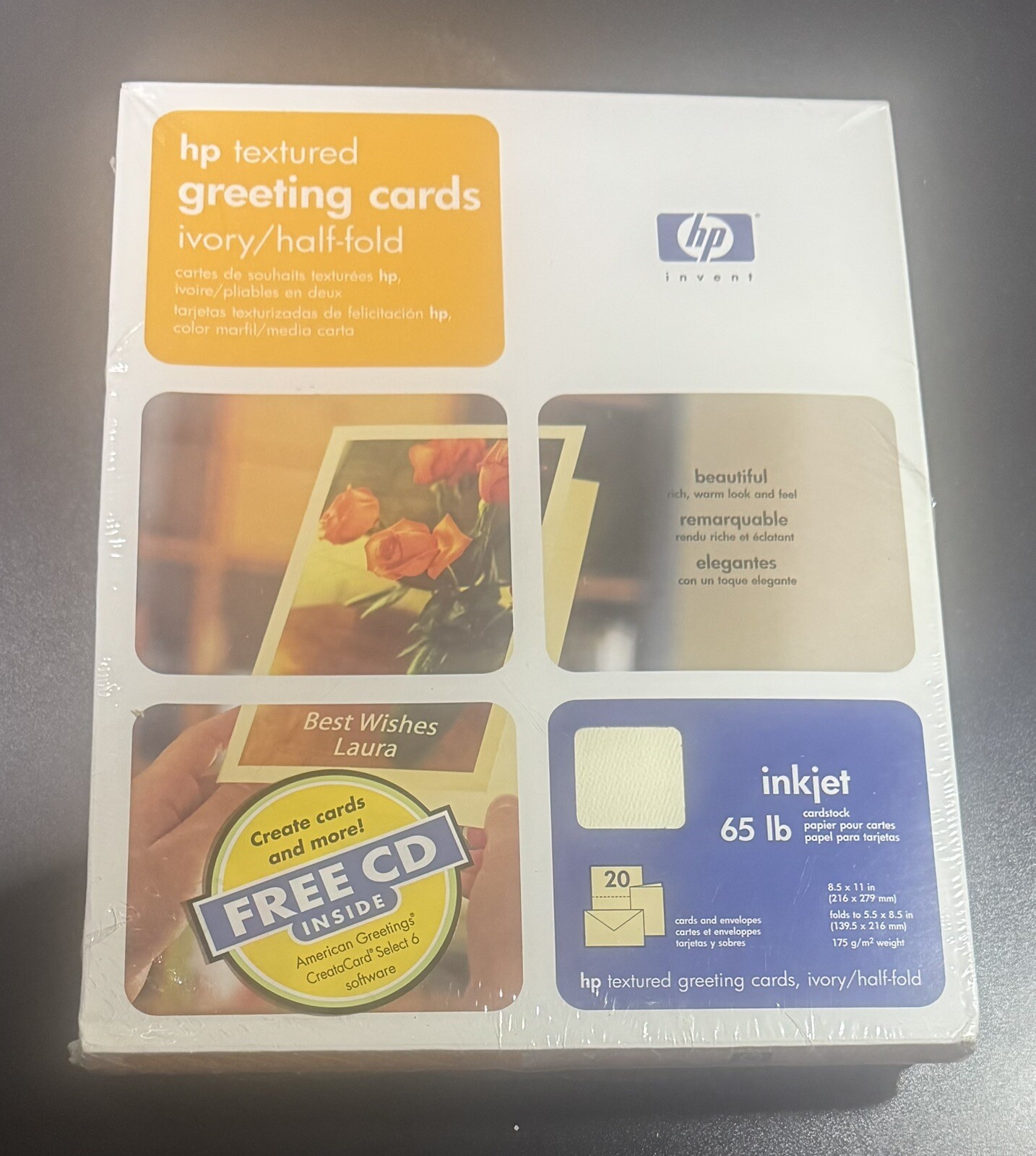 HP Half-Fold Textured Greeting Cards 40 Pack Ink Jet Sealed NEW (2 packs of 20)
